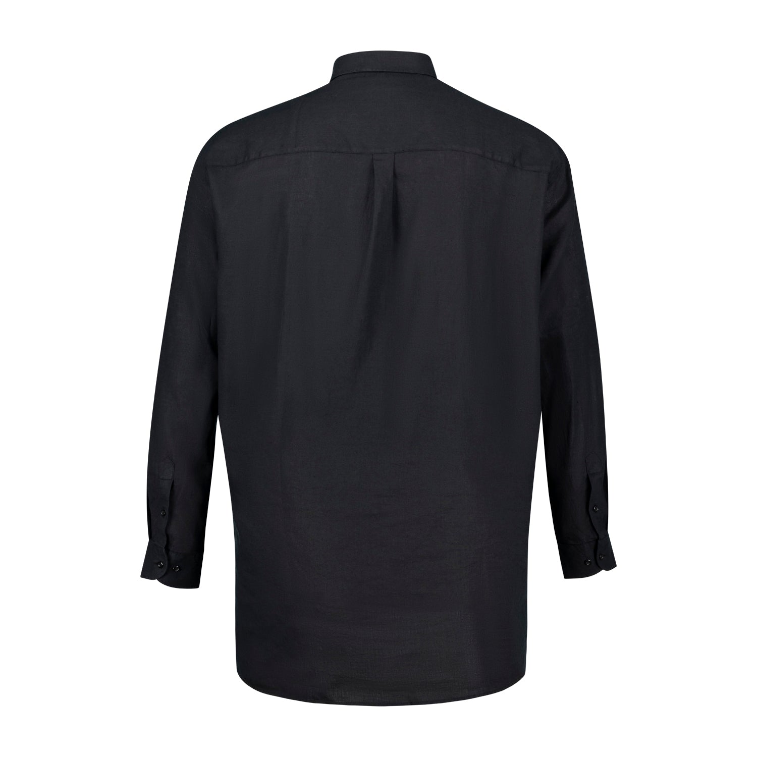 Rückansicht ADAMO Herren Leinenhemd in Übergrößen COMFORT FIT in Schwarz, langarm, 3XL-10XL.