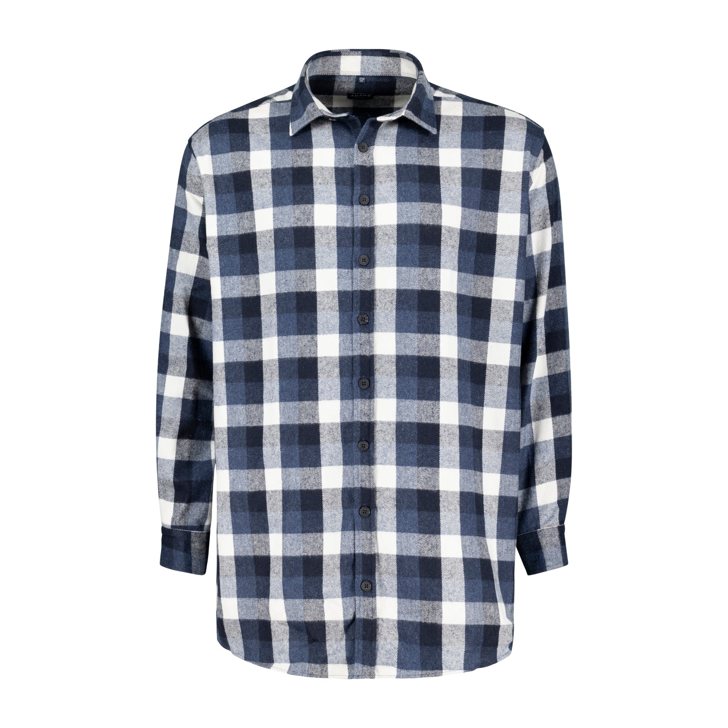 Vorderansicht ADAMO Übergrößen Herren Flanellhemd kariert COMFORT FIT, navy, langarm, 3XL-10XL.