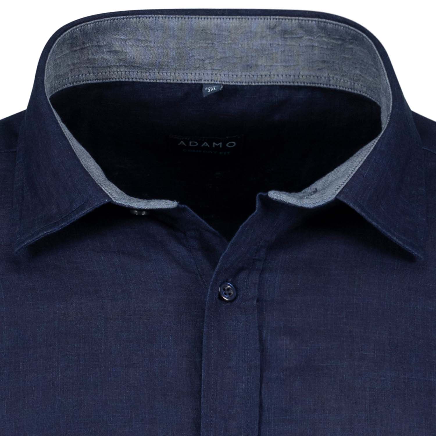 Detailansicht ADAMO Herren Freizeithemd in Übergrößen COMFORT FIT in Navy, langarm, 3XL-10XL.