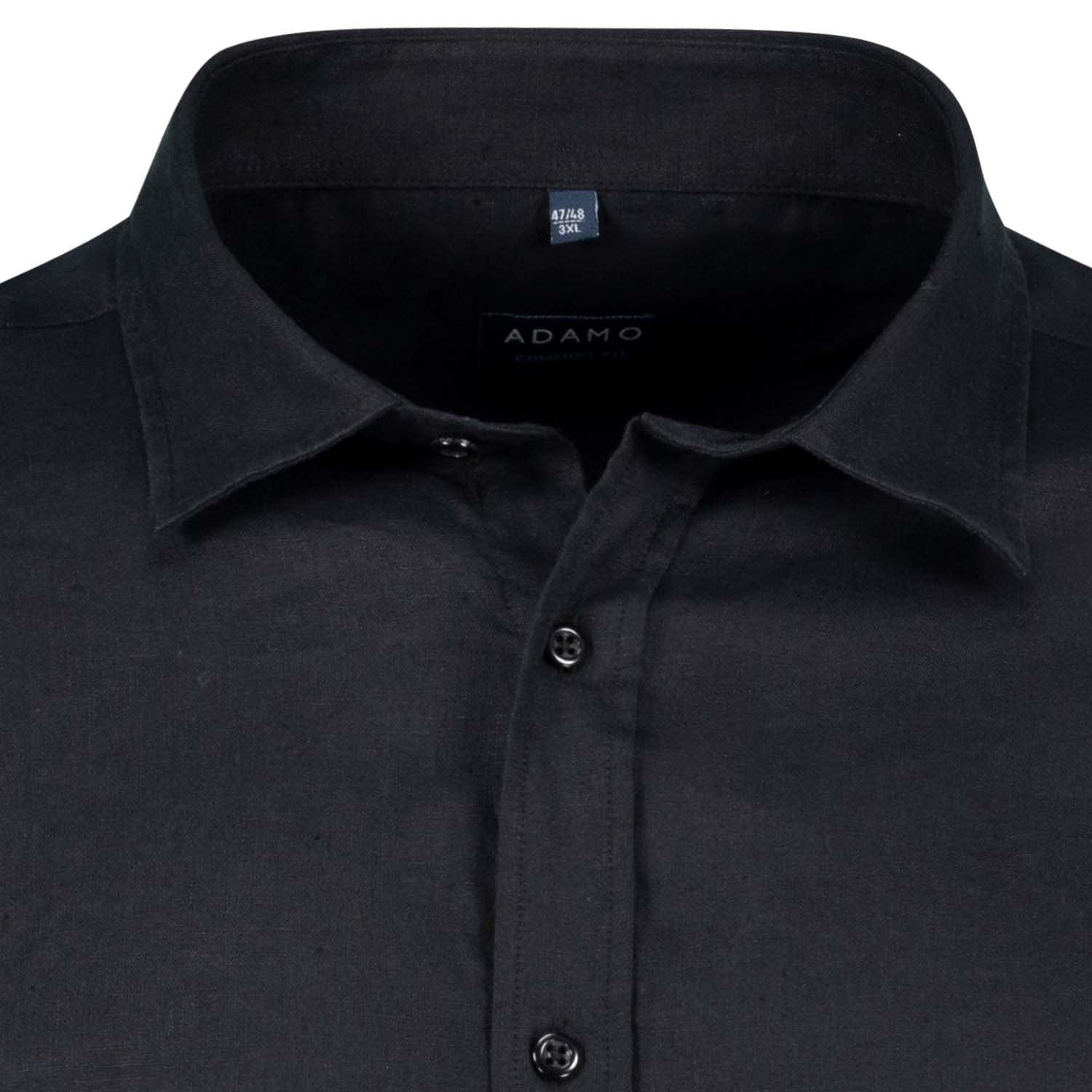 Detailansicht ADAMO Herren Freizeithemd Übergrößen COMFORT FIT in Schwarz, langarm, 3XL-10XL.