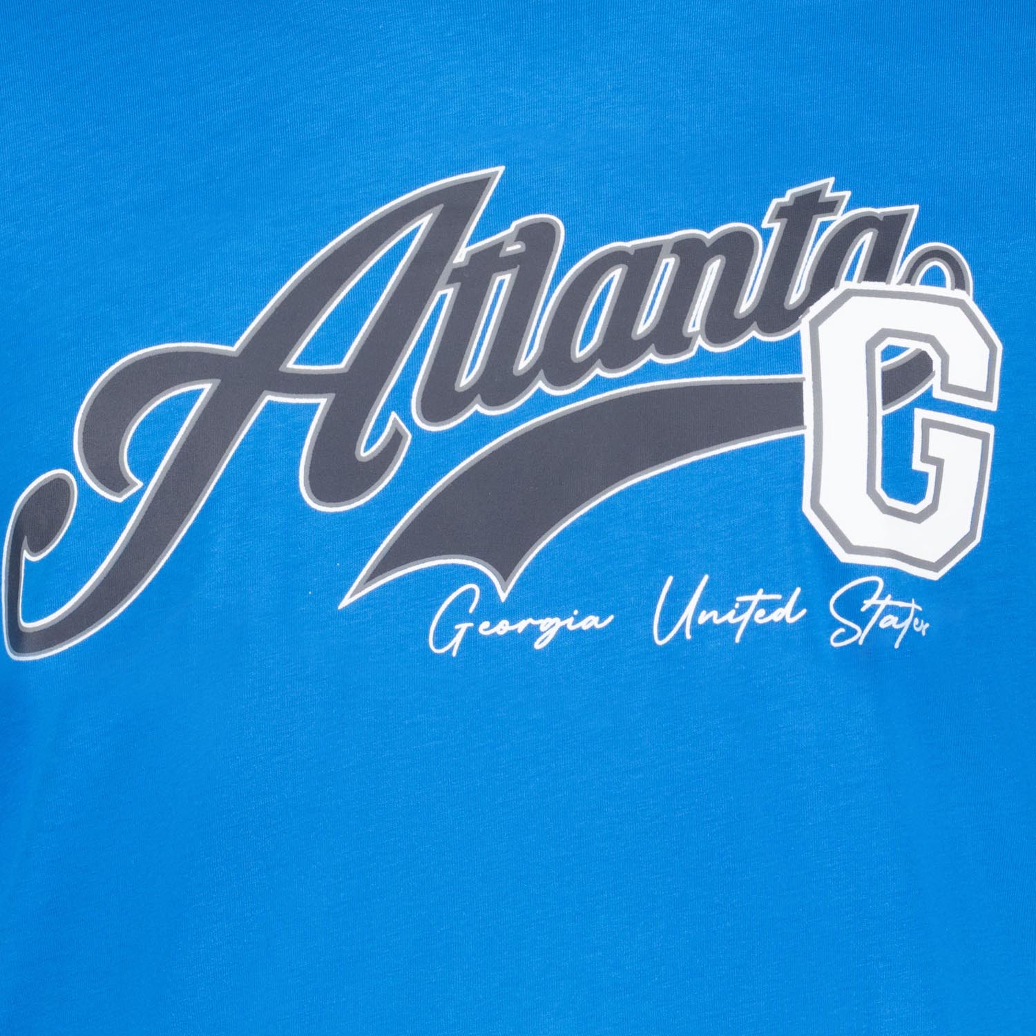 Detailansicht ADAMO Herren T-Shirt in Azur mit großem Print. 