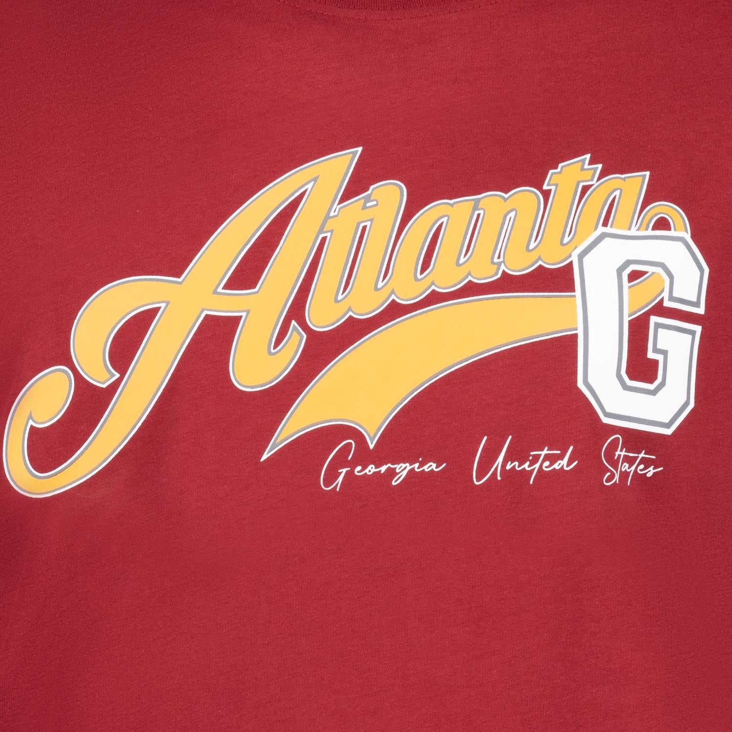 Detailansicht ADAMO Herren T-Shirt in Weinrot mit großem Print. 