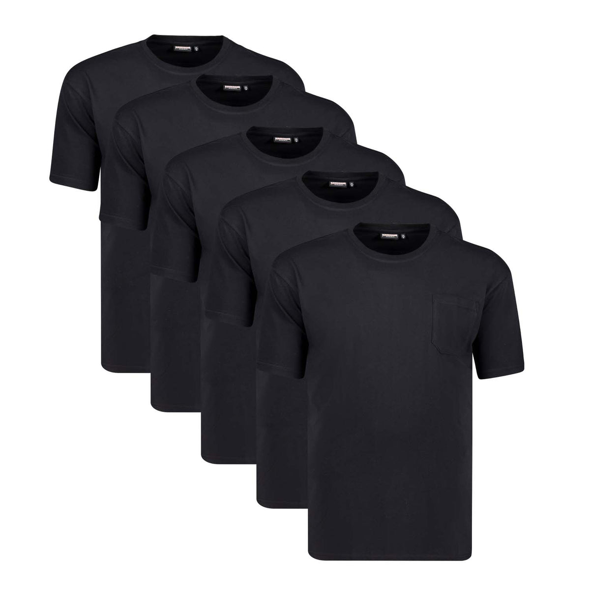 139055 T-Shirt Regular Fit mit Brusttasche 5er Pack