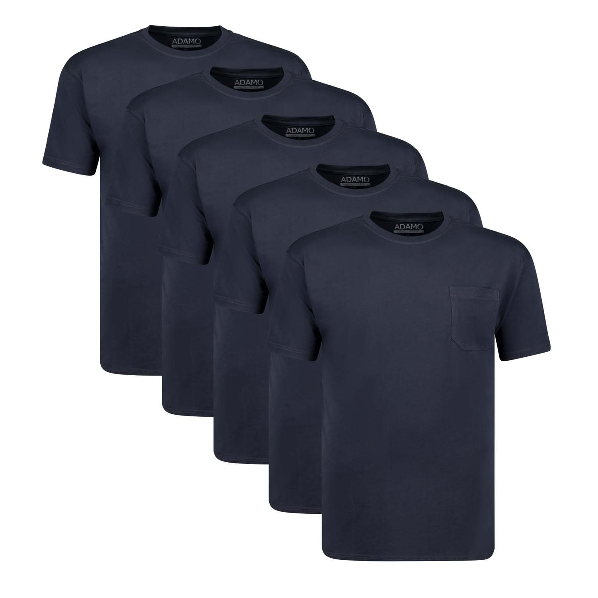 139055 T-Shirt Regular Fit mit Brusttasche 5er Pack