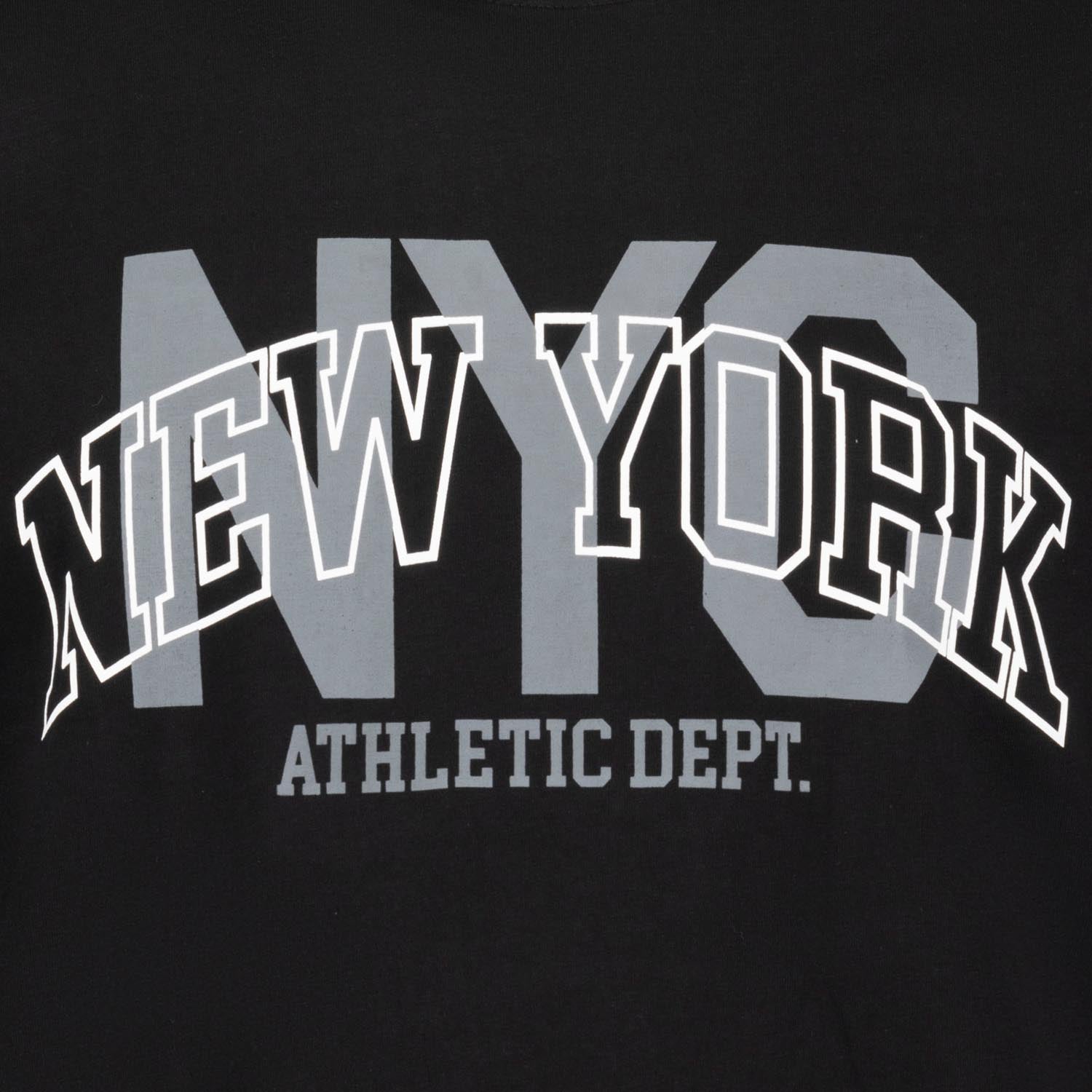 Detailansicht ADAMO Herren T-Shirt in Schwarz mit großem Print. 
