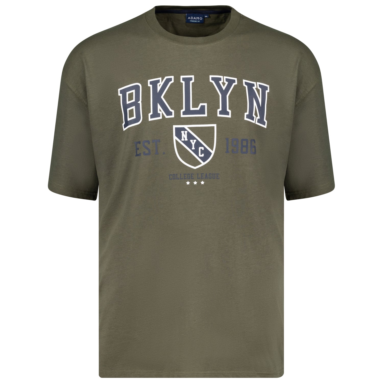 Vorderansicht ADAMO Herren T-Shirt mit Print in Oliv, COMFORT FIT, Übergrößen 2XL-14XL.