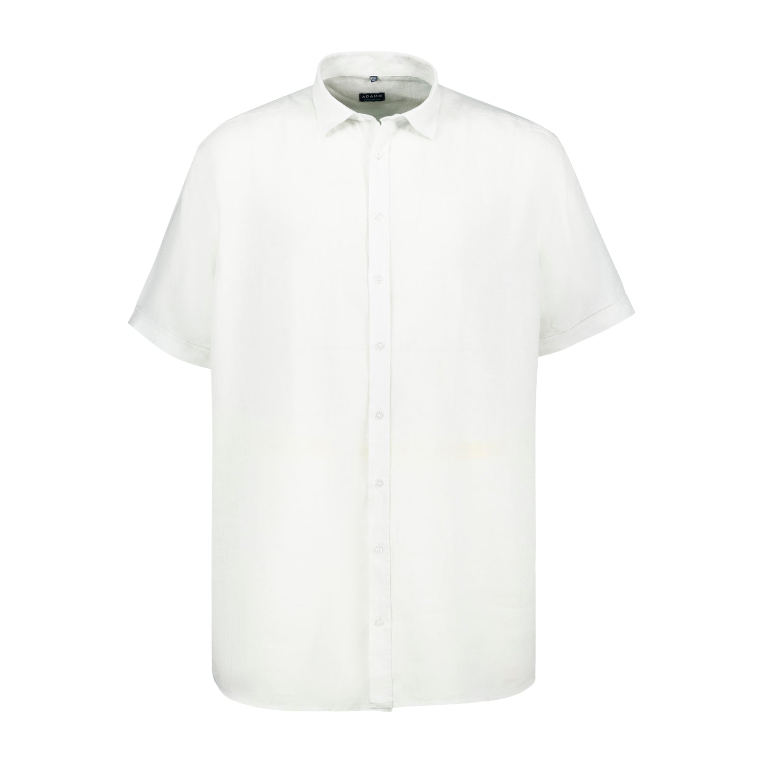 Vorderansicht ADAMO Herren Leinenhemd Kurzarm COMFORT FIT, weiß in Übergrößen 3XL-10XL.