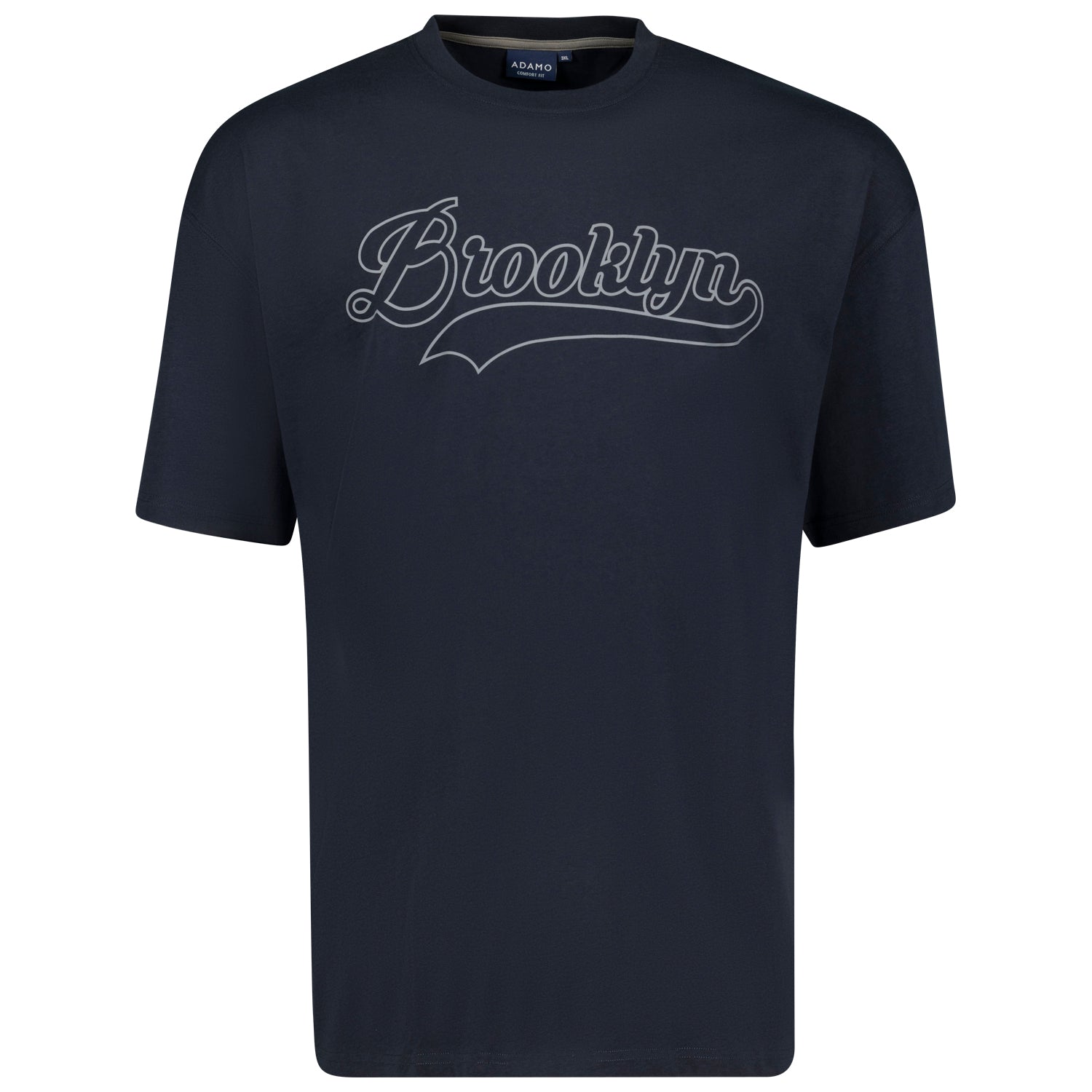 Vorderansicht ADAMO Herren T-Shirt mit Print in Navy, COMFORT FIT, Übergrößen 2XL-14XL.
