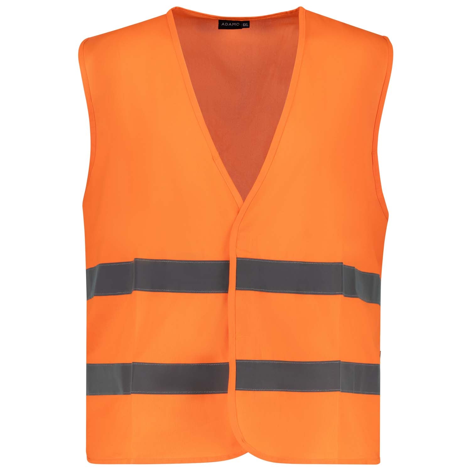 Vorderansicht ADAMO Professional Warnschutzweste in Neonorange für Herren in Übergrößen 6XL–10XL