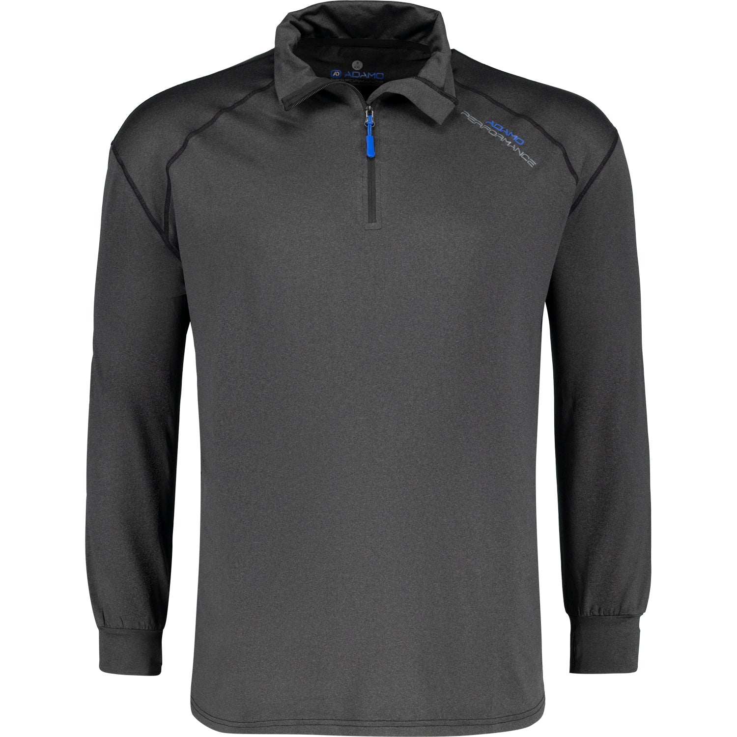 Vorderansicht ADAMO Herren Übergrößen Funktions 1/4 Zip Top in Graphit.
