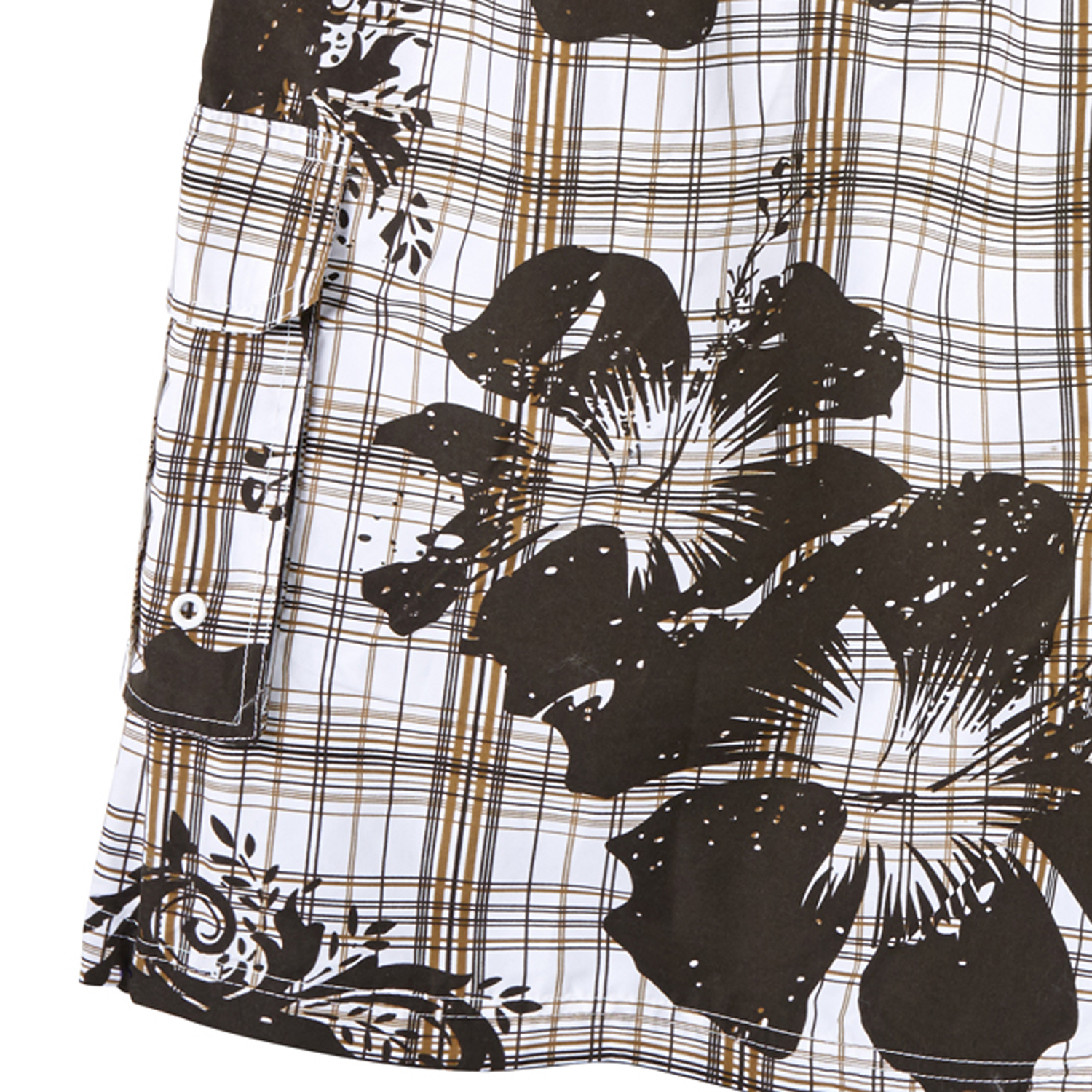 Swim bermudas by eleMar for men white-brown with flower print in oversizes up to 10XL