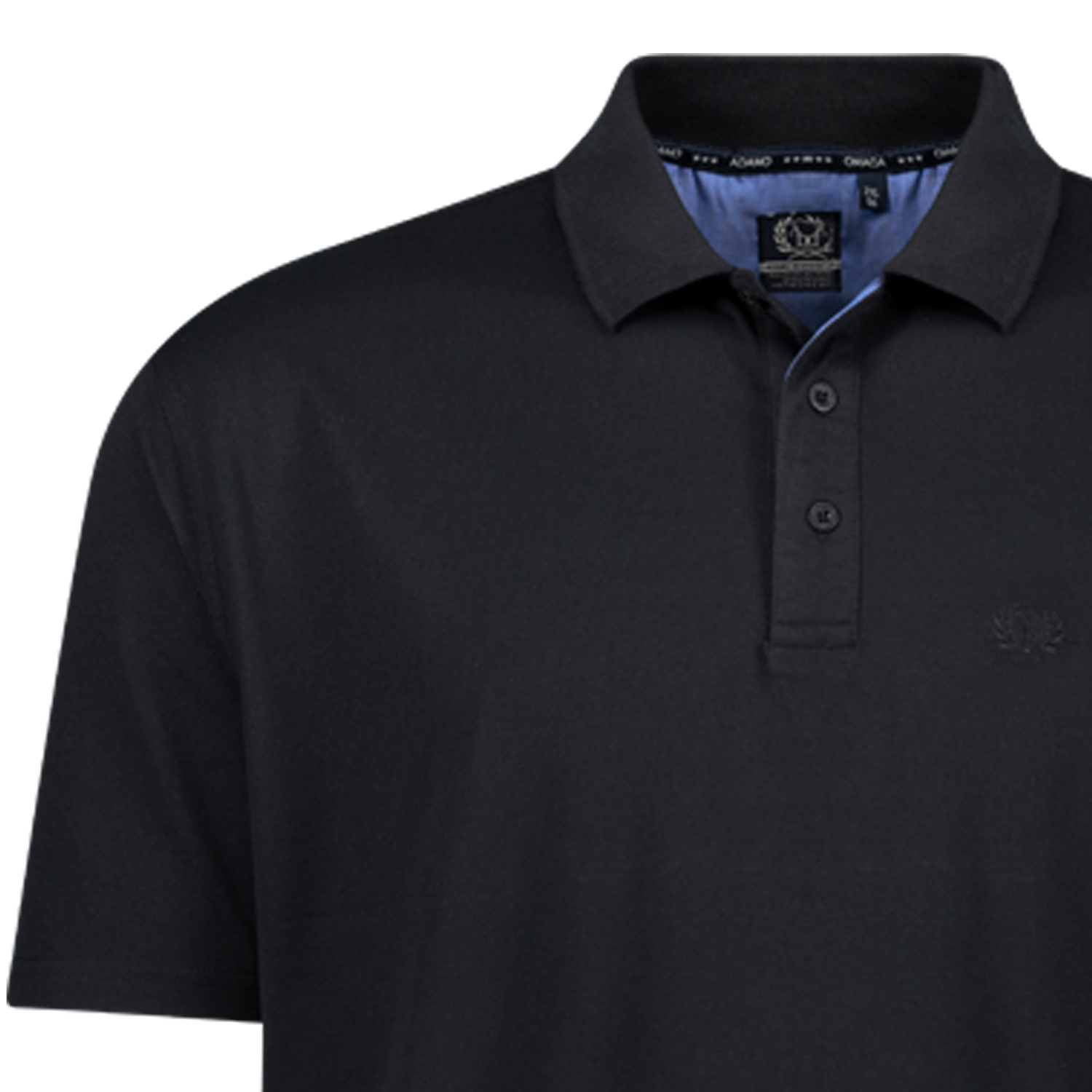 Black short sleeve polo shirt PICCO by ADAMO for men in large sizes up to 12XL