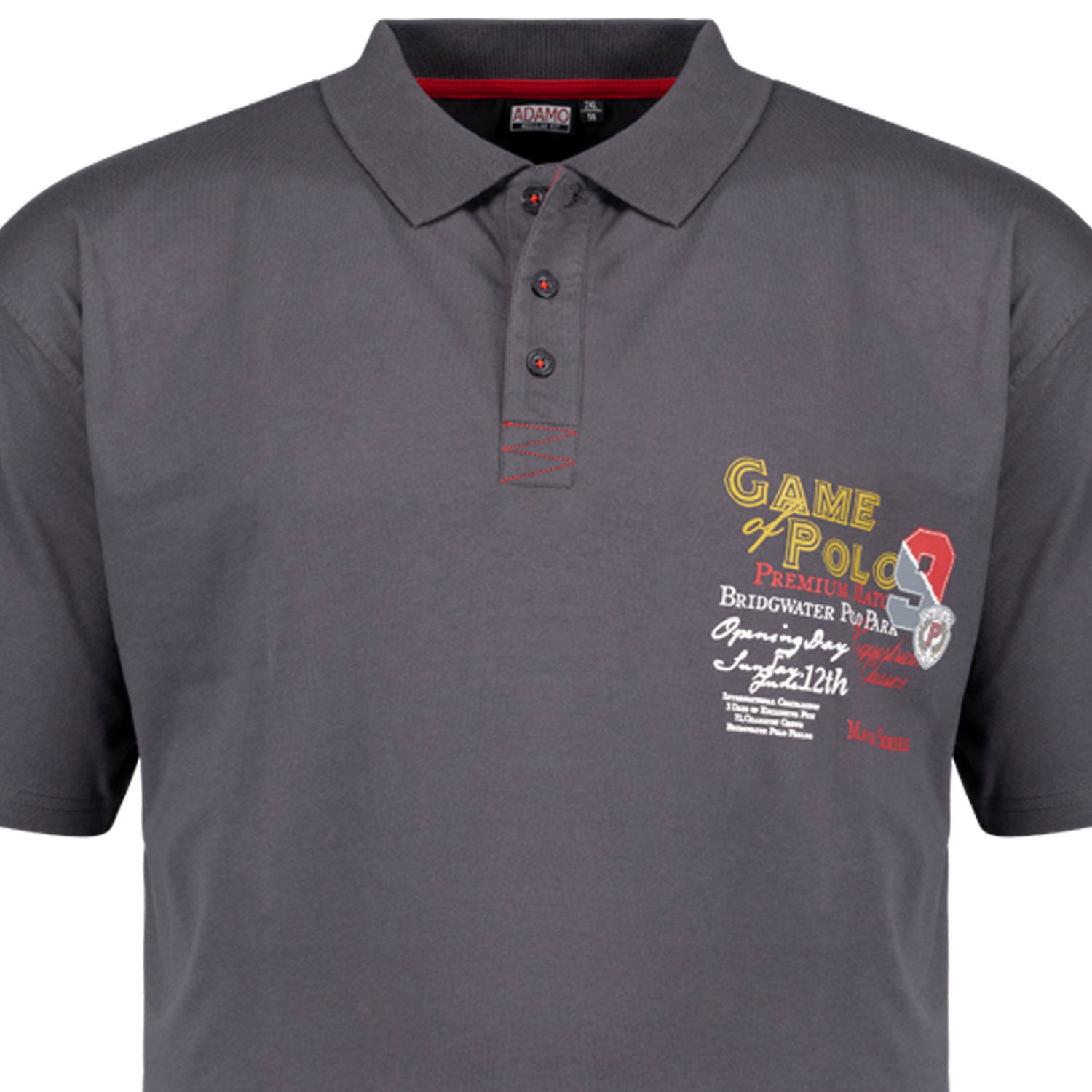 Short sleeve polo shirt with print REGULAR FIT series Perth by Adamo in grey up to oversize 12XL
