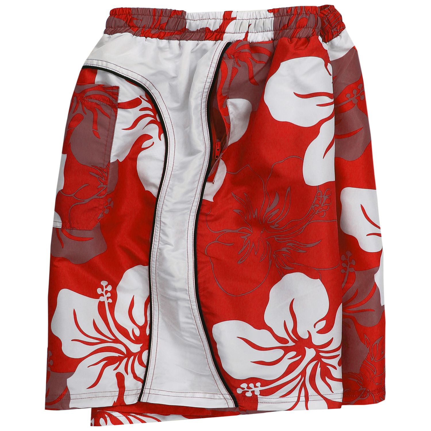 Bathing shorts by Abraxas for men red-white patterned in oversizes up to 10XL