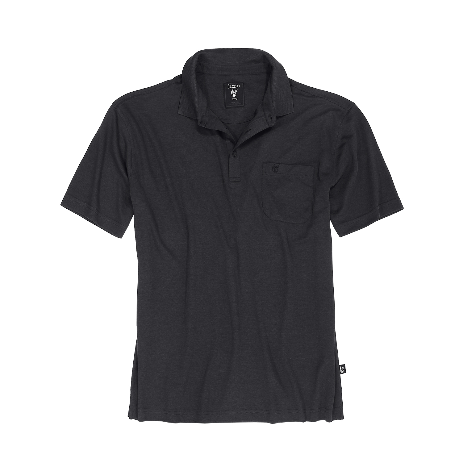 Schwarzes Poloshirt "softknit" von Hajo in Übergrößen bis 6XL 