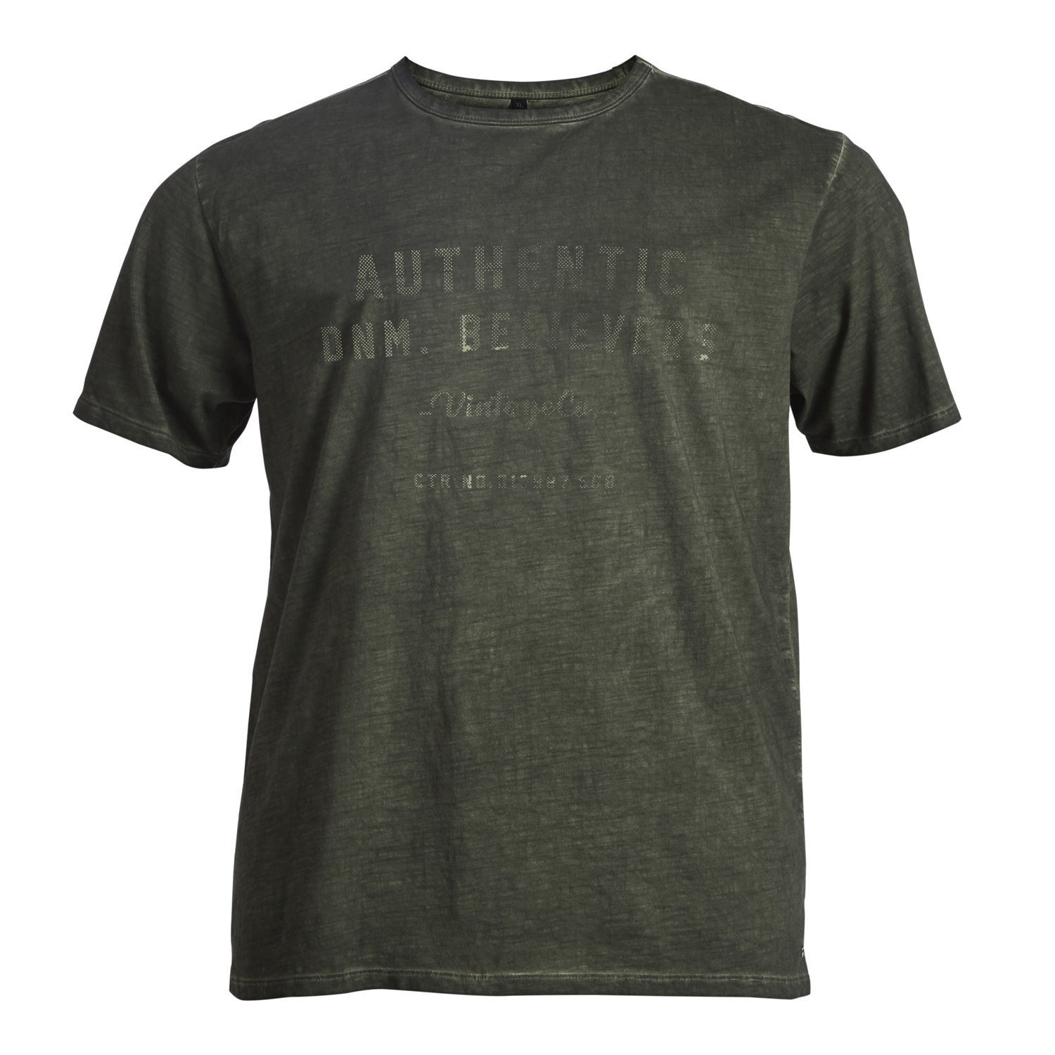 Olivgrünes Herren T-Shirt in Flammgarnoptik von Replika in großen Größen bis 8XL