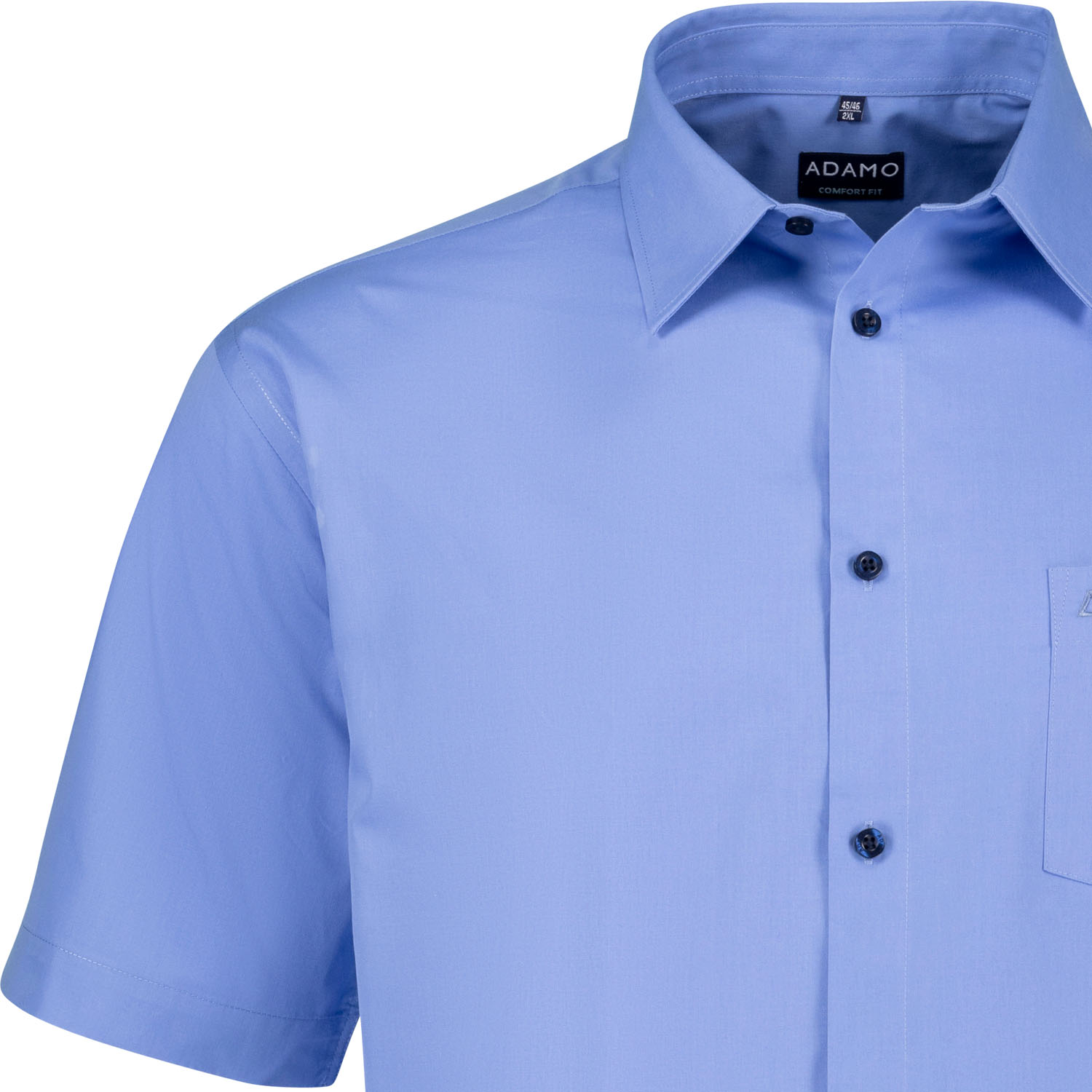 Men's Business Shirt Short-Sleeved medium blue Comfort Fit series Warren by ADAMO up to oversize 10XL