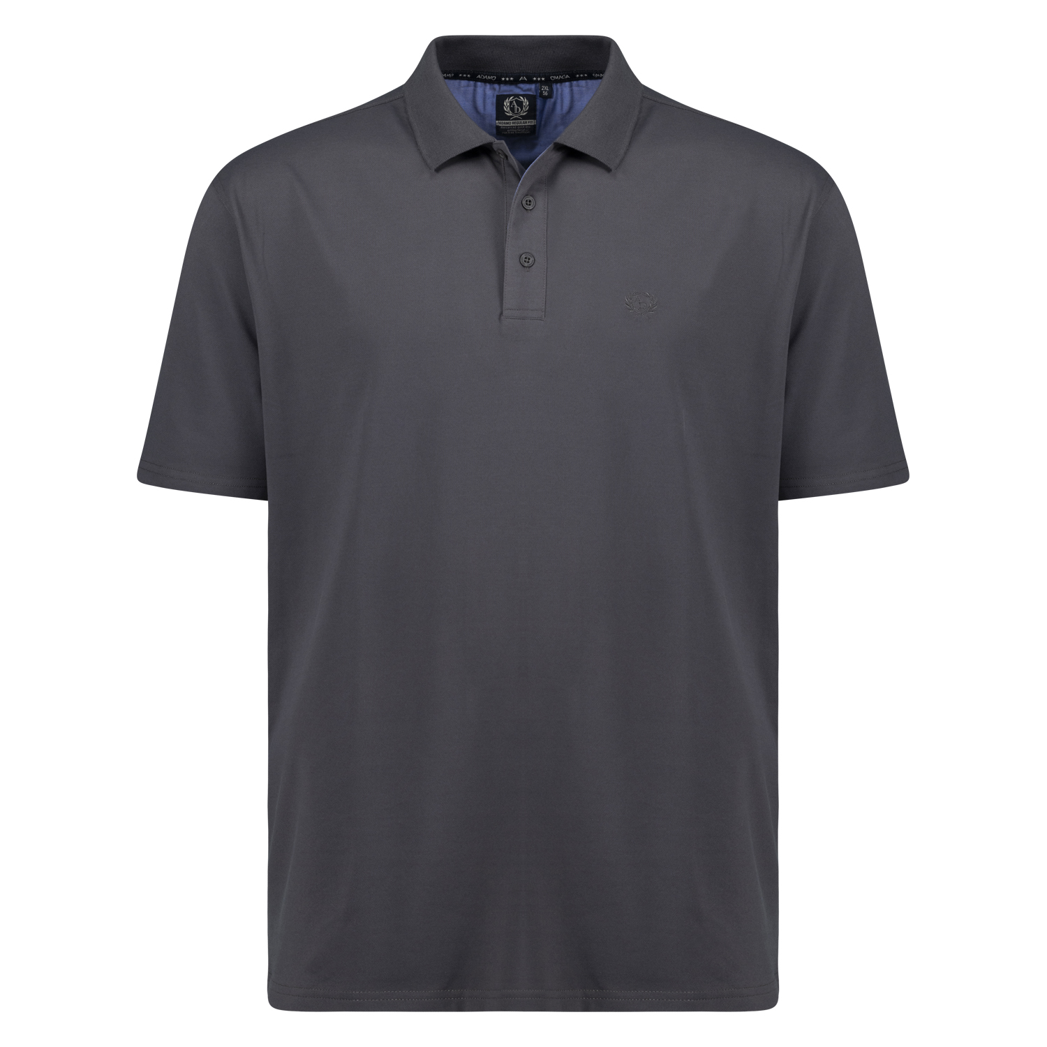 Anthracite short sleeve polo shirt PICCO by ADAMO for men in large sizes up to 12XL
