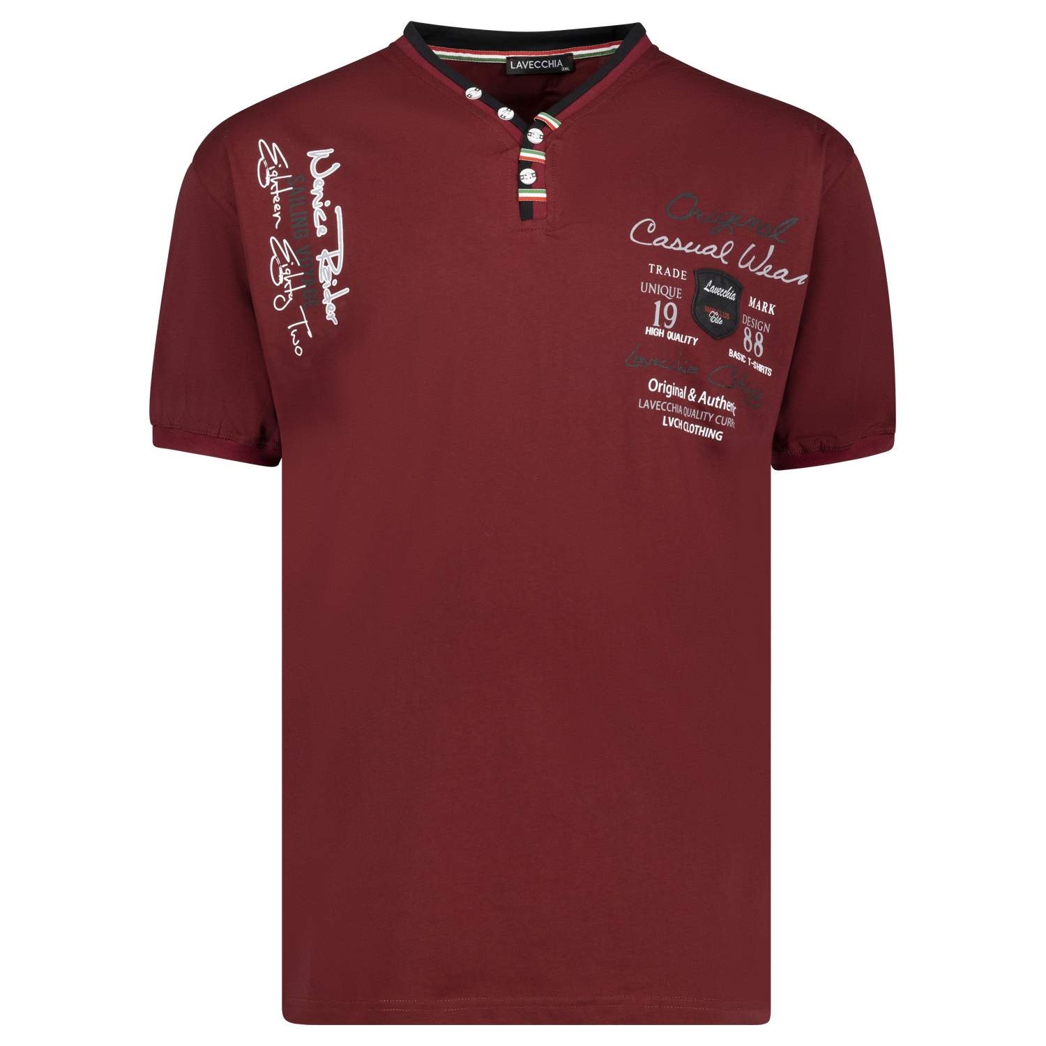 T-Shirt bordeaux von Lavecchia in Übergrößen bis 8XL