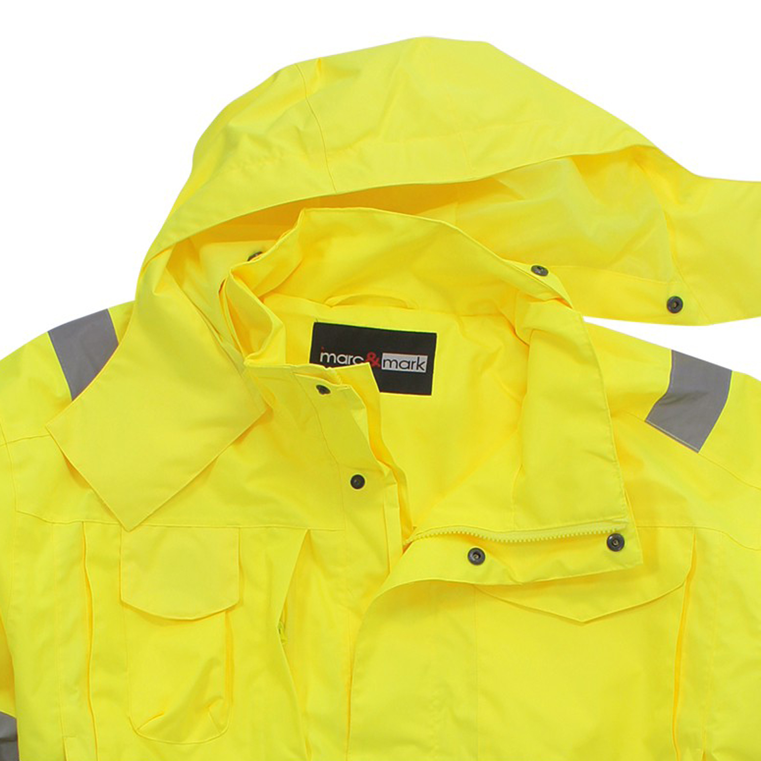 Waterproof warning jacket in yellow by marc&mark in oversizes up to 10XL