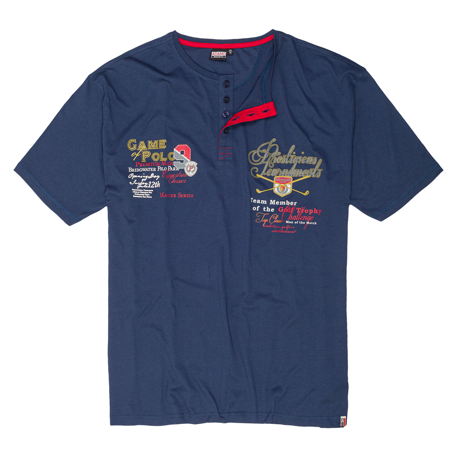 Herren Serafino T-Shirt mit Print REGULAR FIT von Adamo Serie DUNDEE in Übergrößen bis 12XL