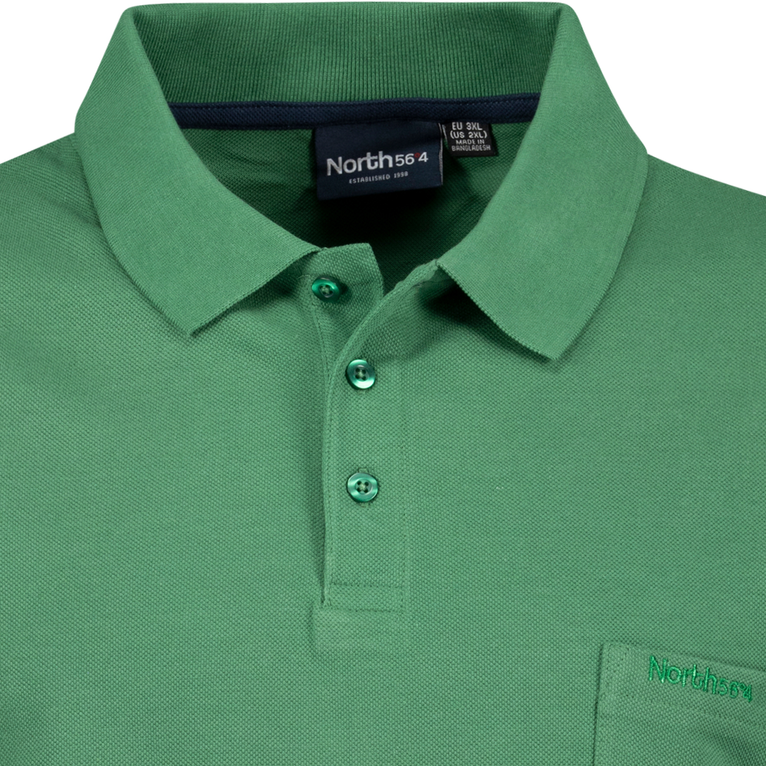 Green pique poloshirt for men by Greyes/North 56°4 in oversizes up to 8XL
