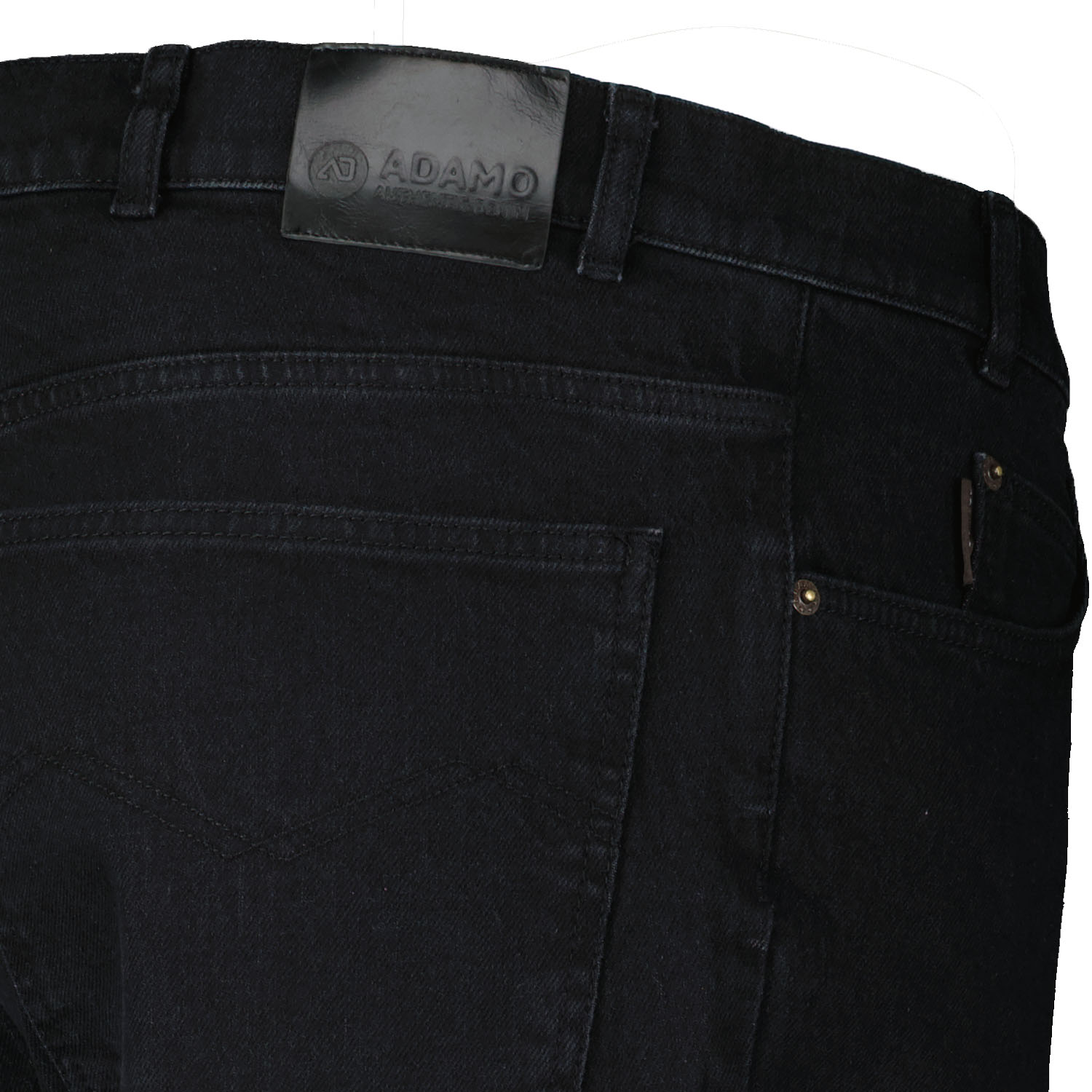 Schwarze 5-Pocket Jeans lang mit Stretch für Herren von Adamo Serie OHIO in Übergrößen 59 - 85