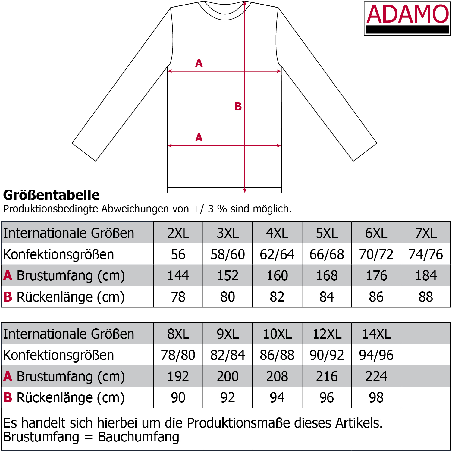 Herren Sweatshirt von ADAMO Serie Athen für Herren in Übergrößen 2XL-14XL