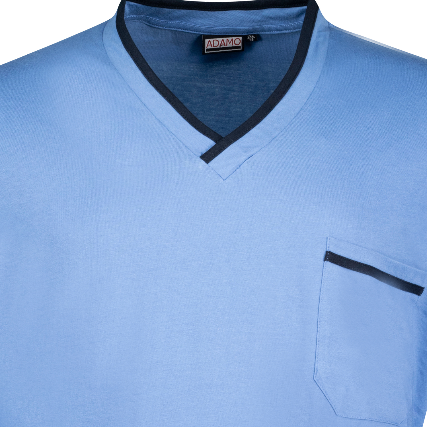 Langärmliges Herren Nachthemd in hellblau von Adamo bis Übergröße 10XL