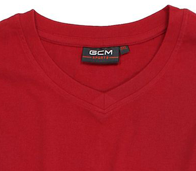 V-neck T-shirt in red by GCM Originals up to oversize 6XL