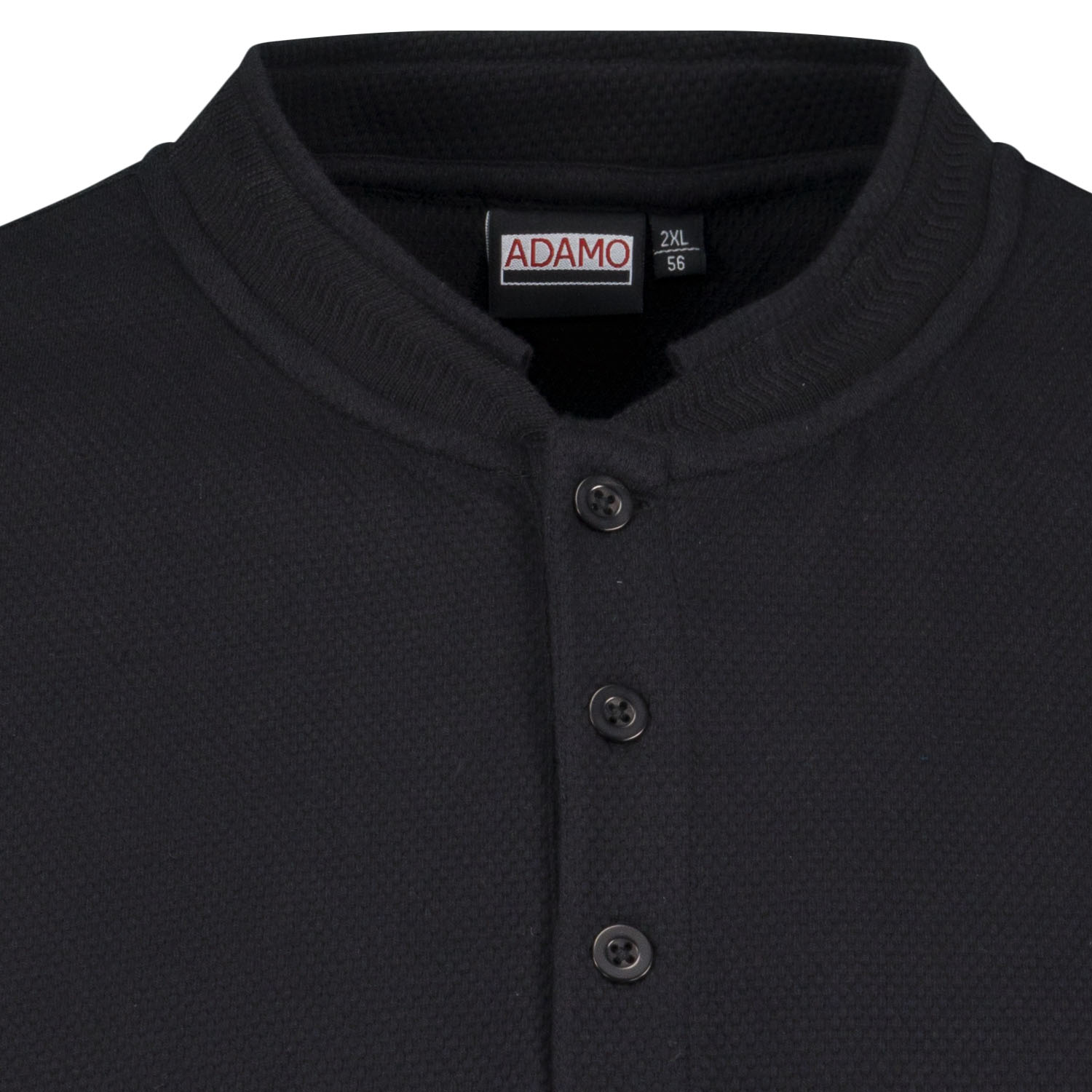Herren Serafino T-Shirt aus Waffelpiqué schwarz REGULAR FIT von ADAMO Serie "Sam" in Übergrößen bis 10XL
