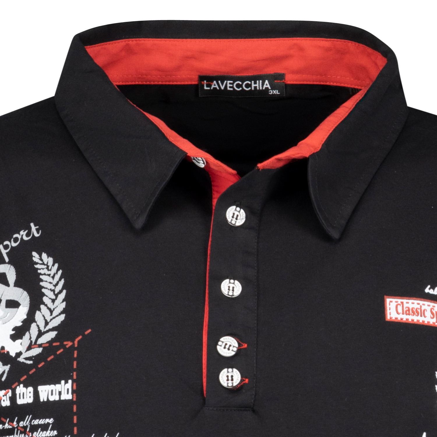 Polo-Shirt in schwarz von Lavecchia in Übergröße bis 8XL