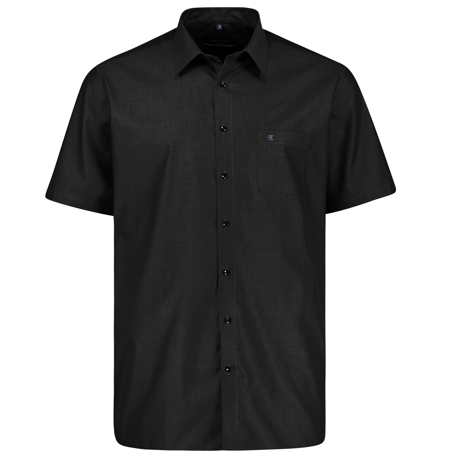 Short sleeve shirt in black by Casamoda up tp oversize 7XL
