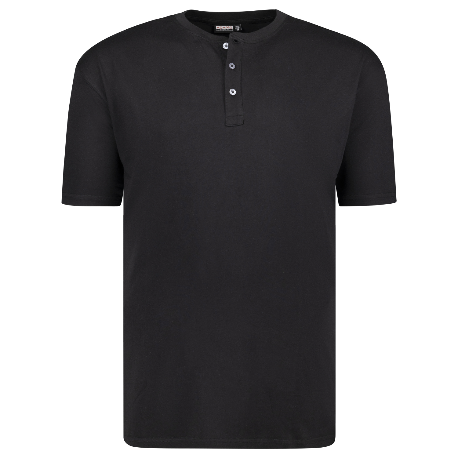 Herren T-Shirt mit Knopfleiste REGULAR FIT von Adamo schwarz Serie Silas in Übergrößen bis 10XL