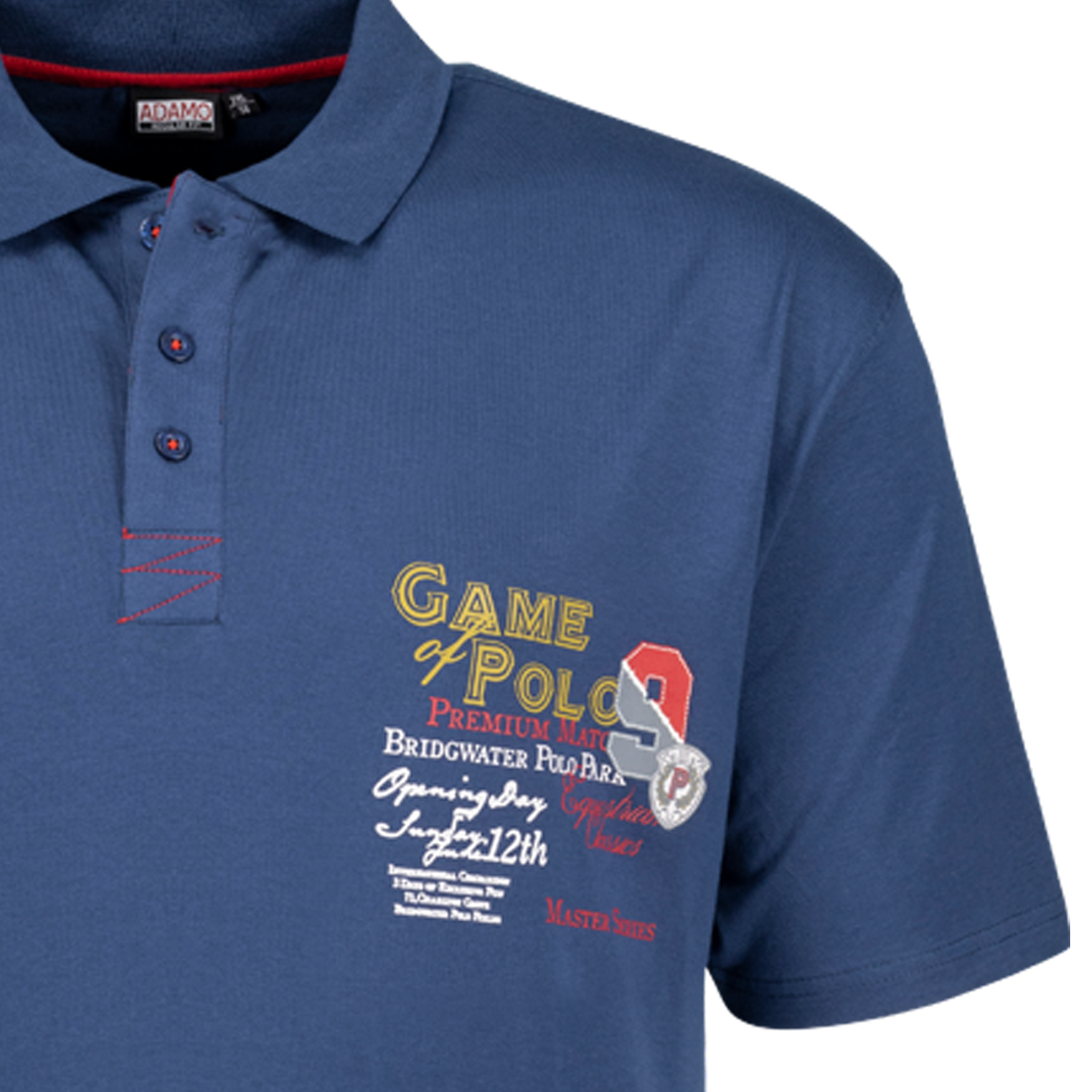 Short sleeve polo shirt with print REGULAR FIT series Perth by Adamo in admiral blue up to oversize 12XL