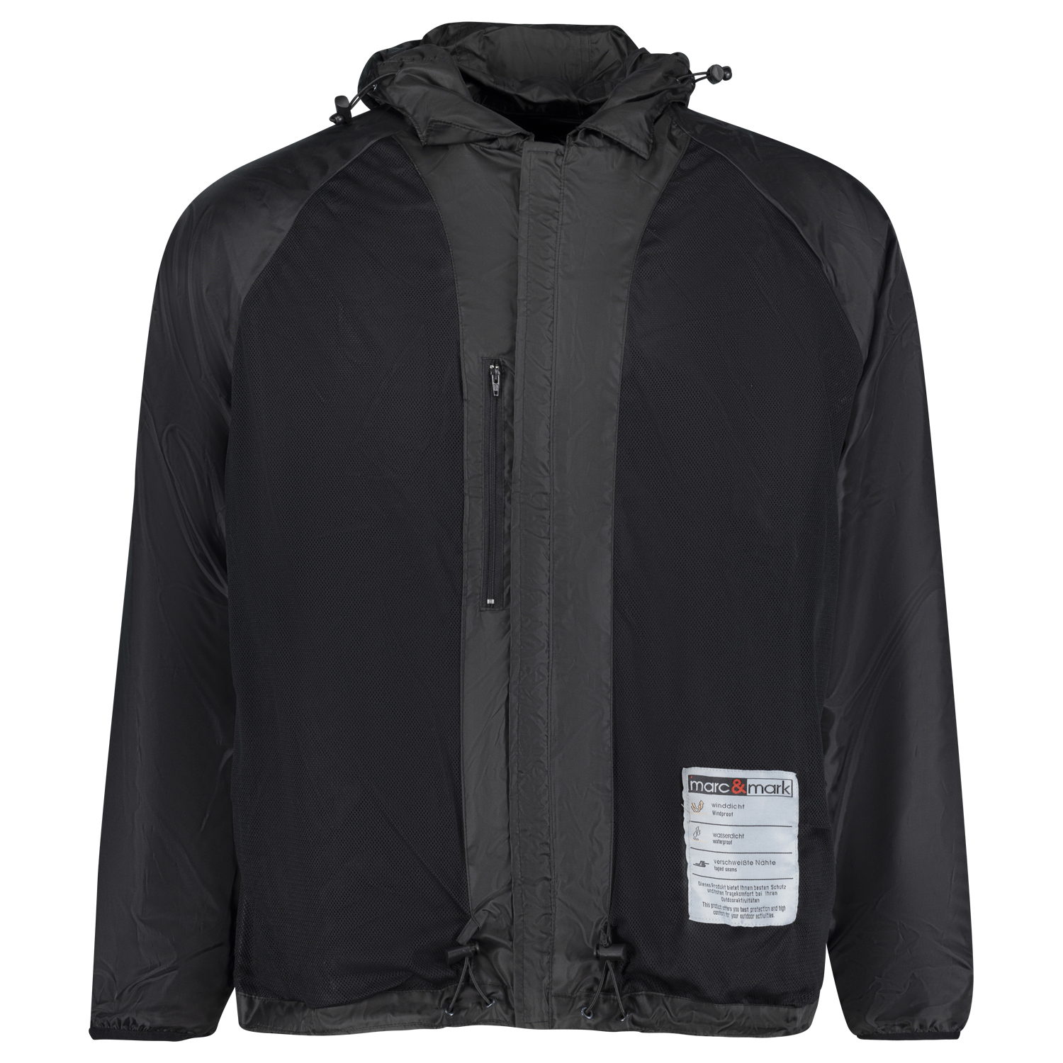 Black wind and rain jacket from marc&mark in plus sizes up to 12XL