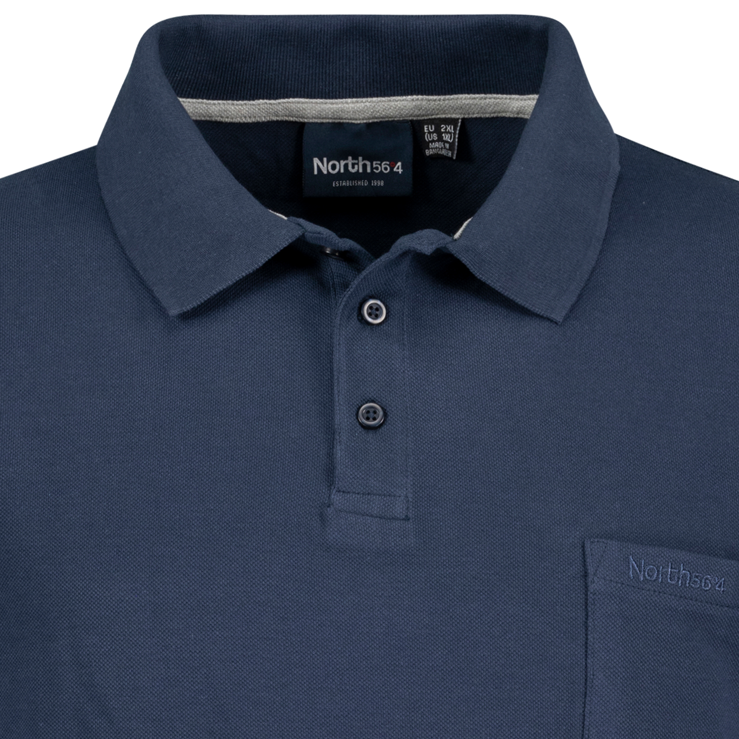 Pique poloshirt in navy by Greyes/North 56°4 in extra large sizes up to 8XL