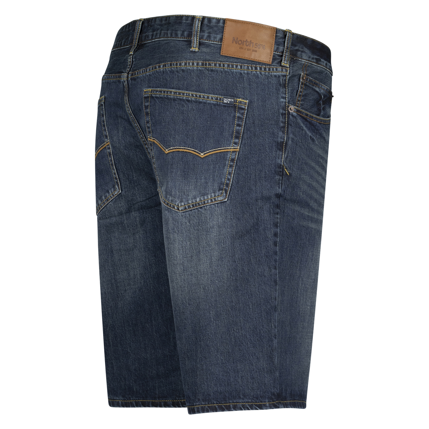 Blue denim long shorts for men by North 56°4 in oversizes up to W70