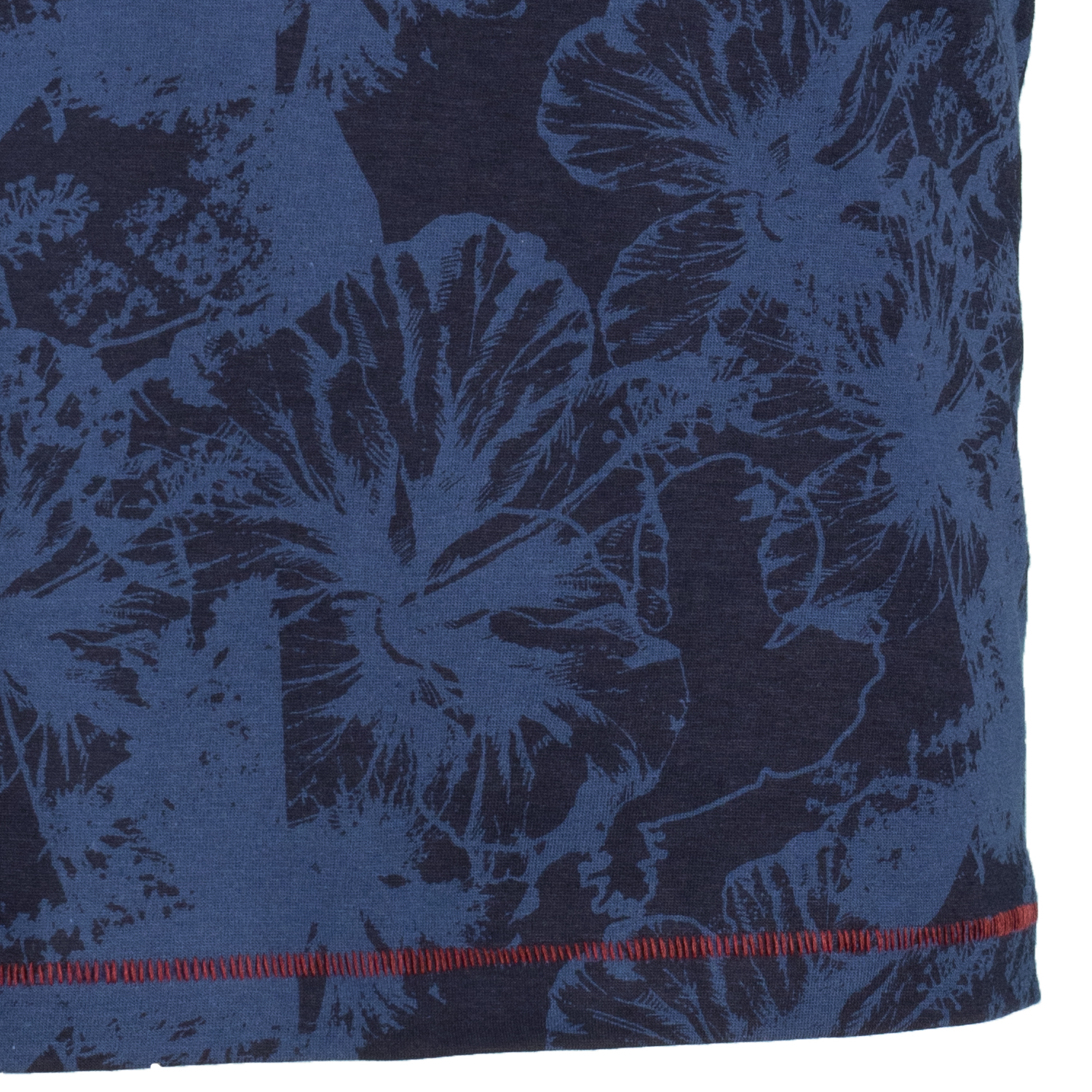 Patterned T-shirt with print and embroidery in navy by ADAMO series TROPICAL up to oversize 10XL