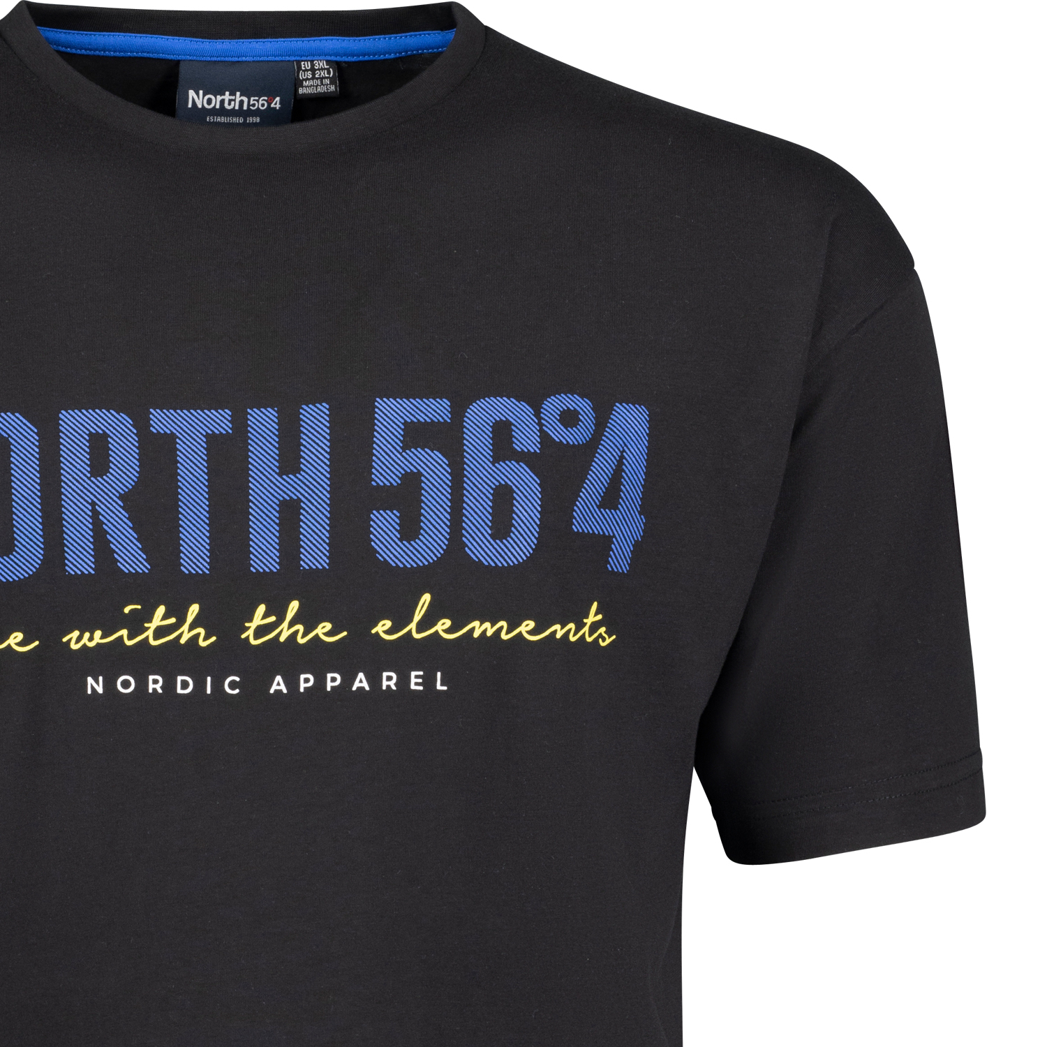 Kurzarm Shirt von North 56°4 für Herren schwarz mit Frontprint in Übergrößen bis 8XL