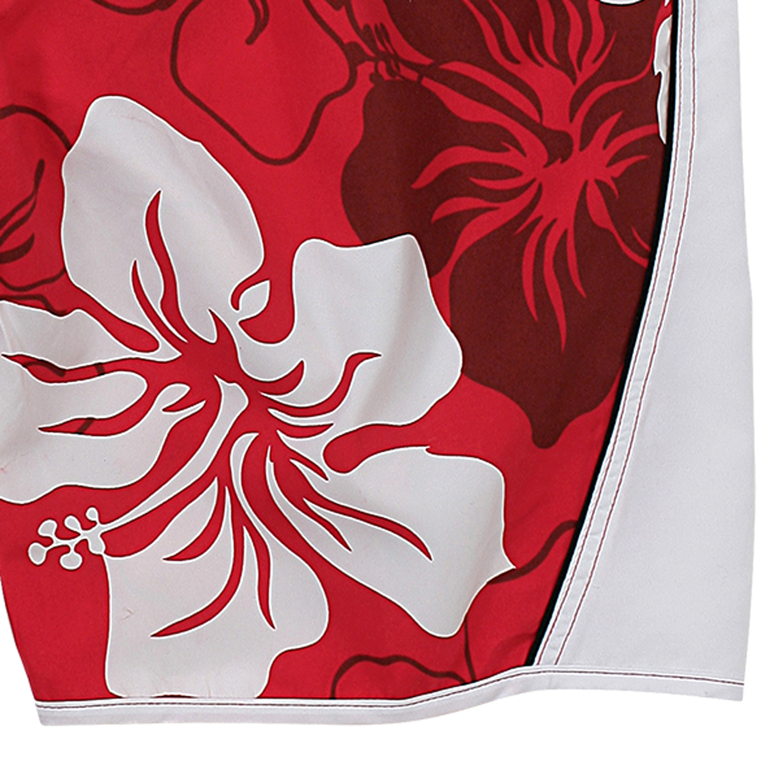 Swim bermudas in red-white with flower print by eleMar up to oversize 9XL