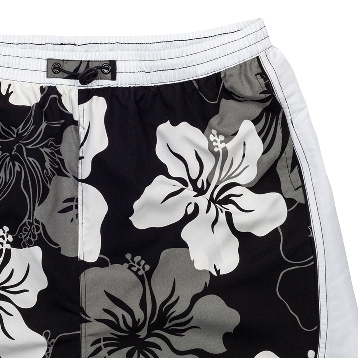 Swim shorts in black- white with flower print by eleMar up to oversize 10XL