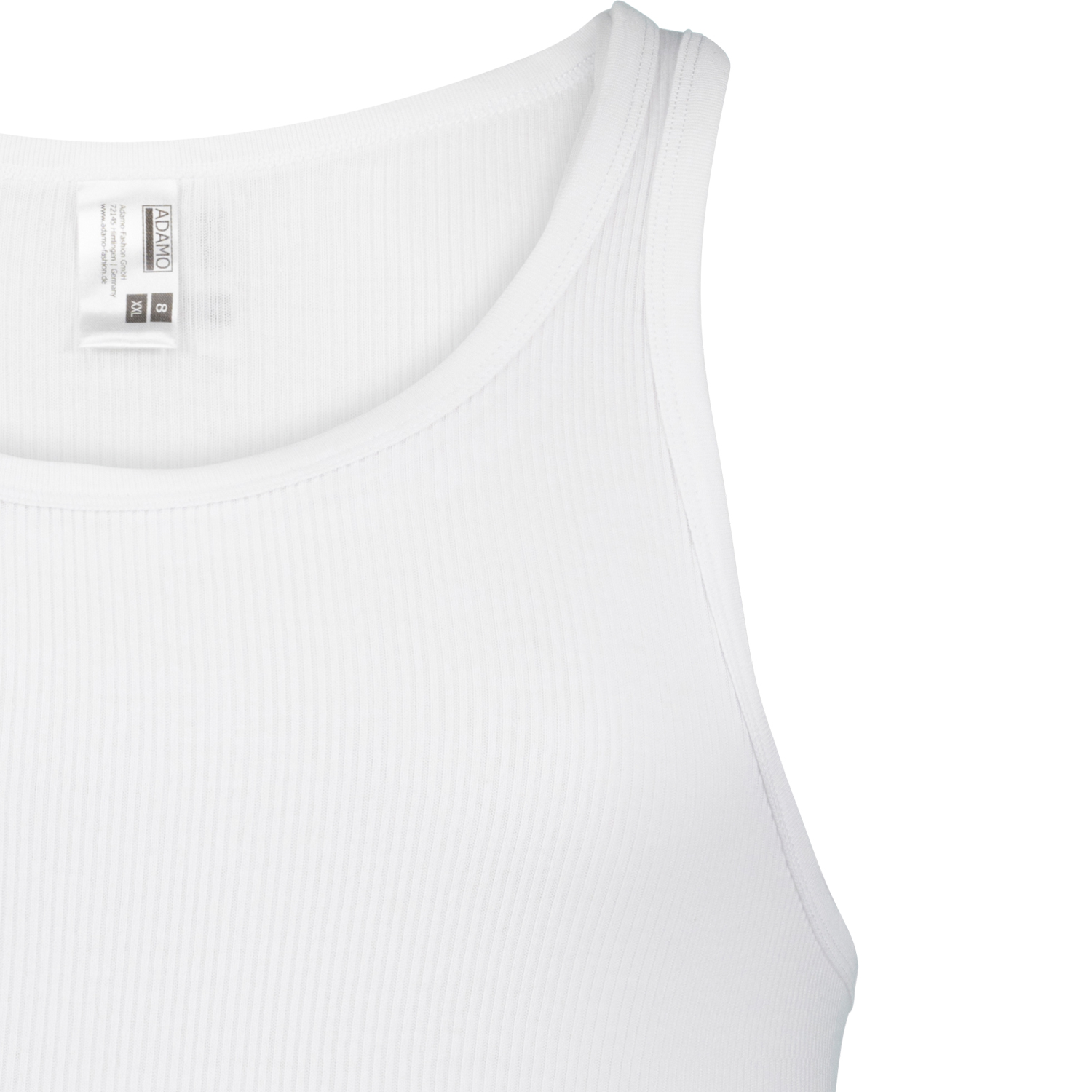 Weißes PRESTIGE Unterhemd von ADAMO in Doppelripp bis Übergröße 20