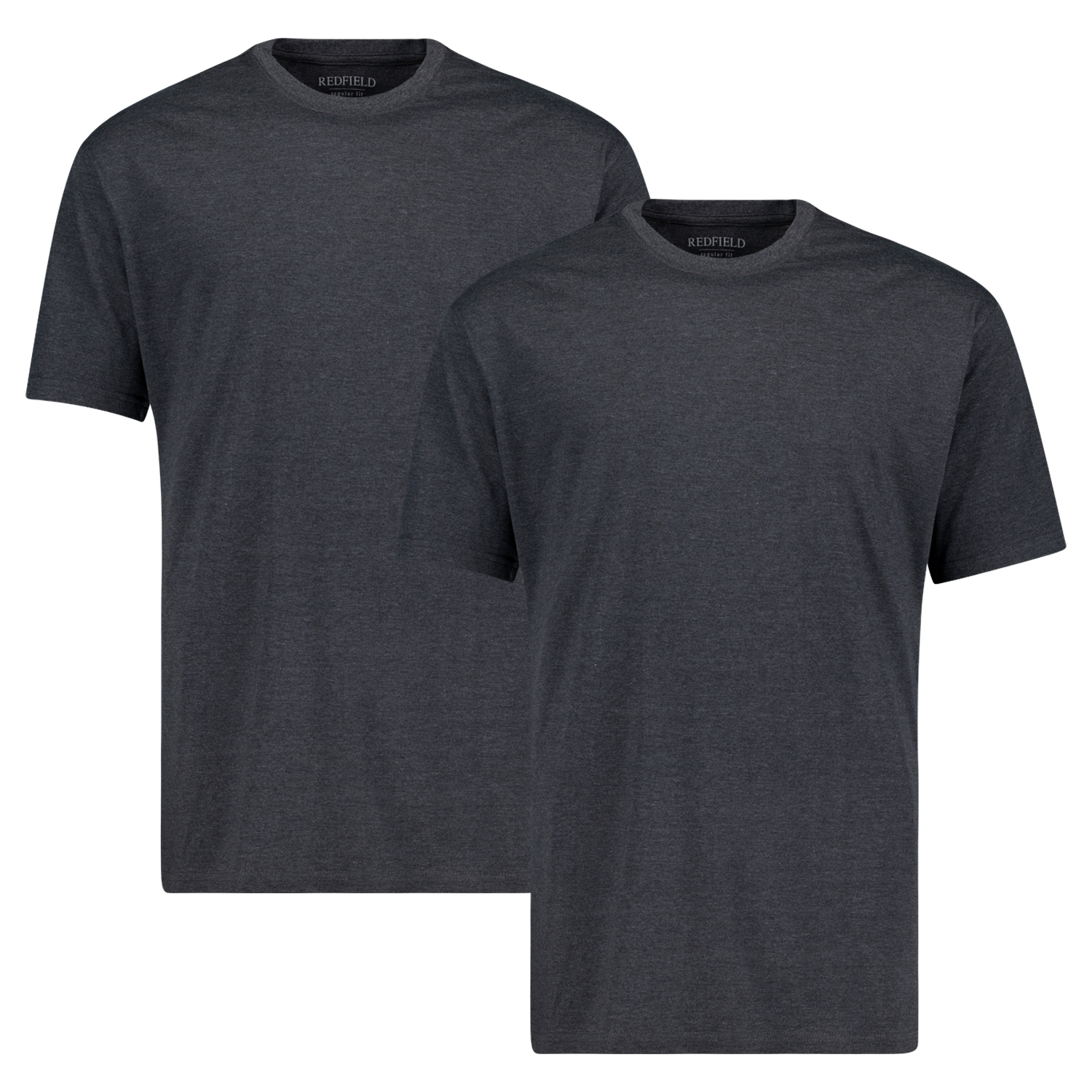 Dunkelgraues Rundhals-T-Shirt im Doppelpack von Redfield in Übergrößen bis 10XL für Herren