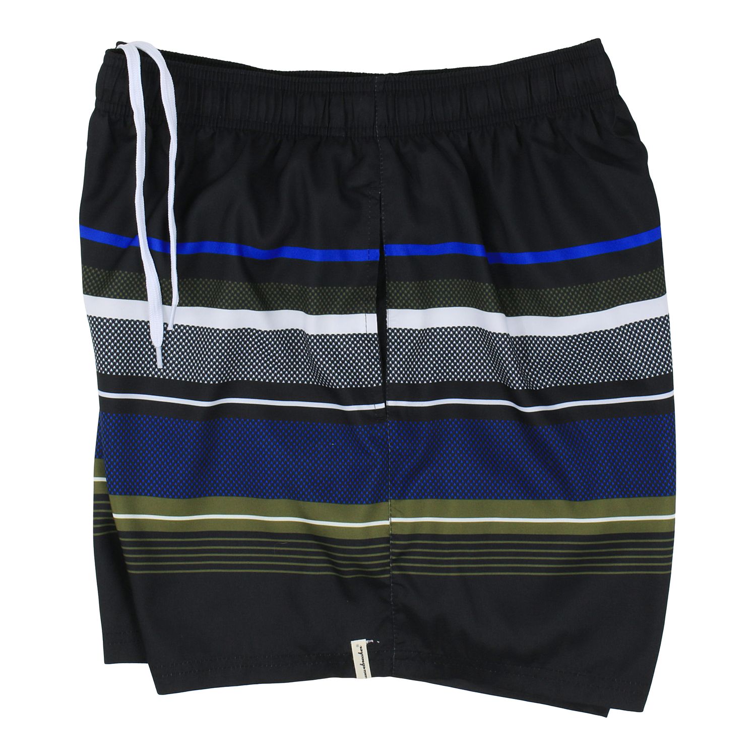 Swimming trunks by Wavebreaker up to oversize 8XL/ black-blue-olive green- white striped