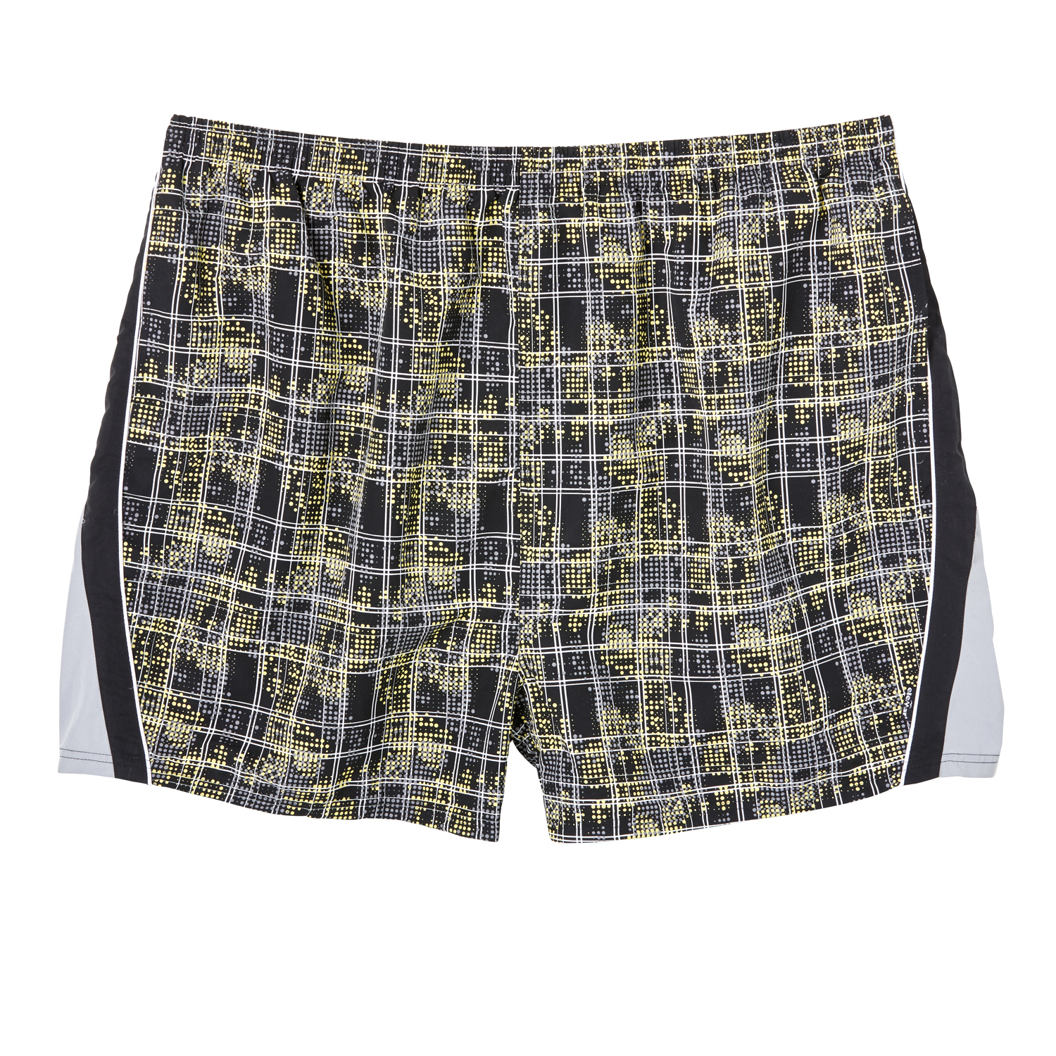 Swim shorts in black-yellow-grey-white patterned by eleMar up to oversize 10XL