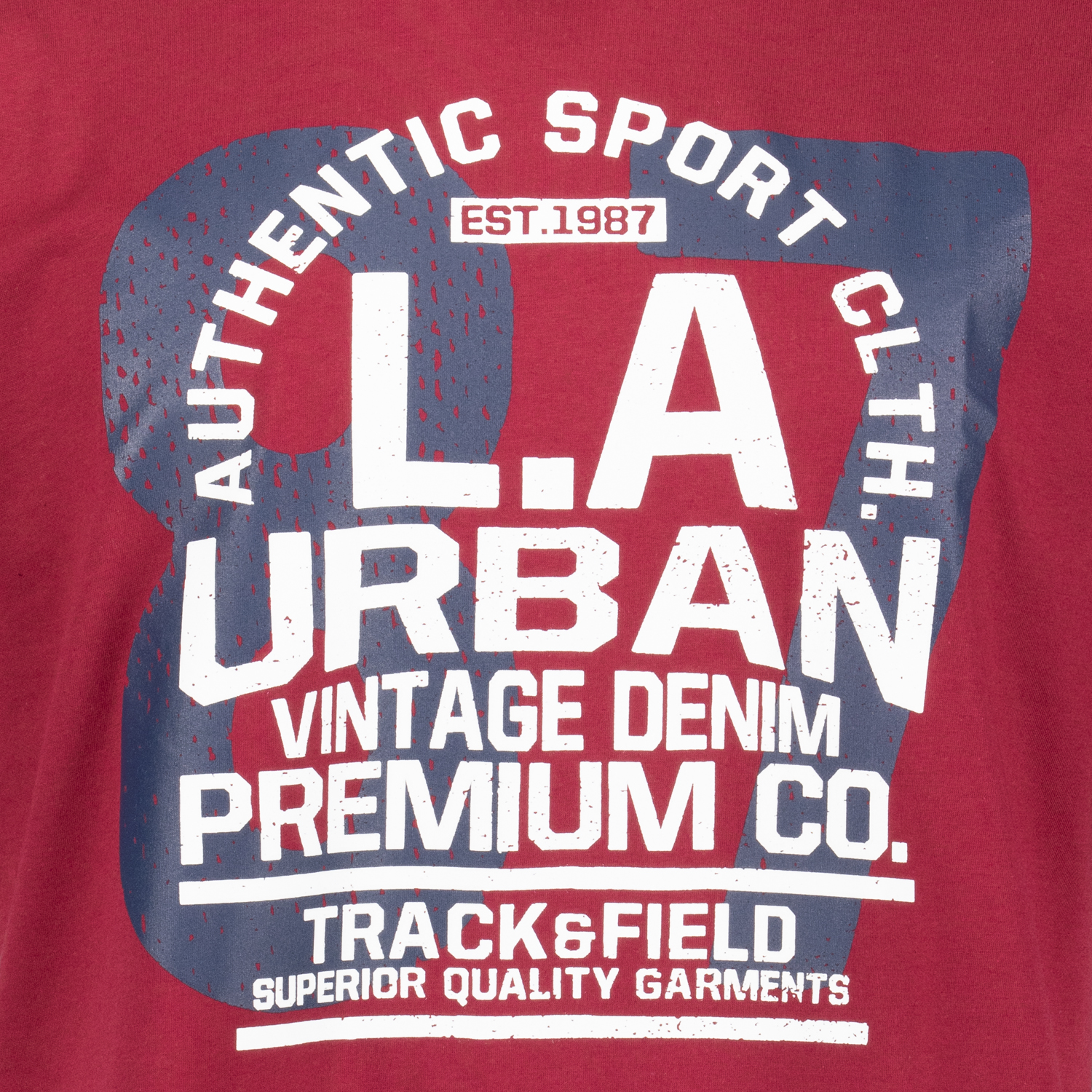 Herren T-Shirt mit Print weinrot von ADAMO COMFORT FIT Serie URBAN in Übergrößen bis 14XL