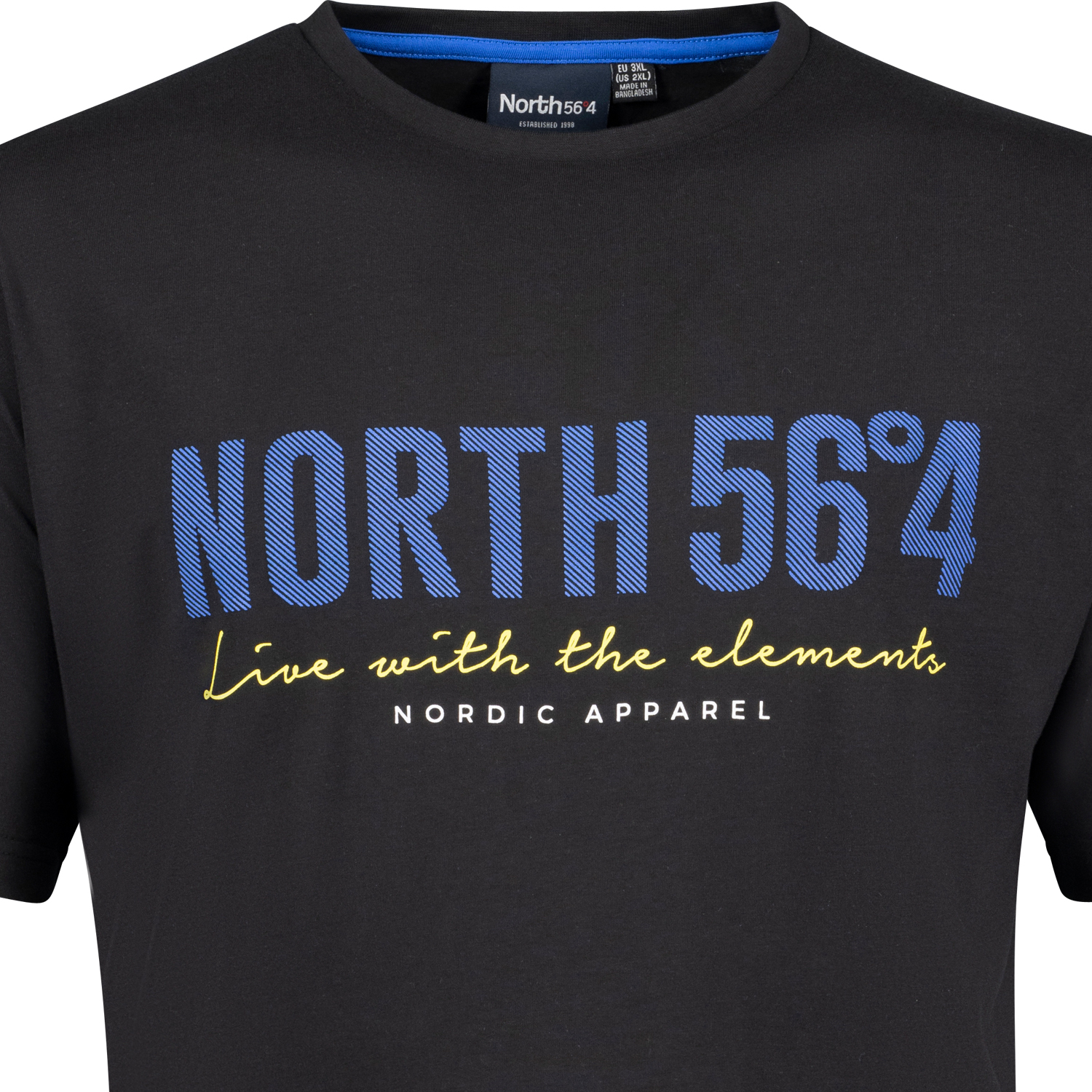 Kurzarm Shirt von North 56°4 für Herren schwarz mit Frontprint in Übergrößen bis 8XL