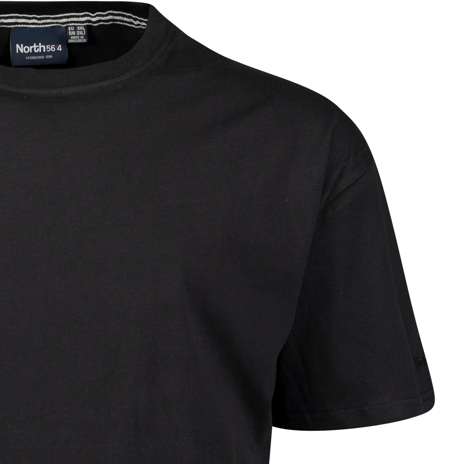 Black basic t-shirt with crew neck by North56°4 in oversizes up to 8XL