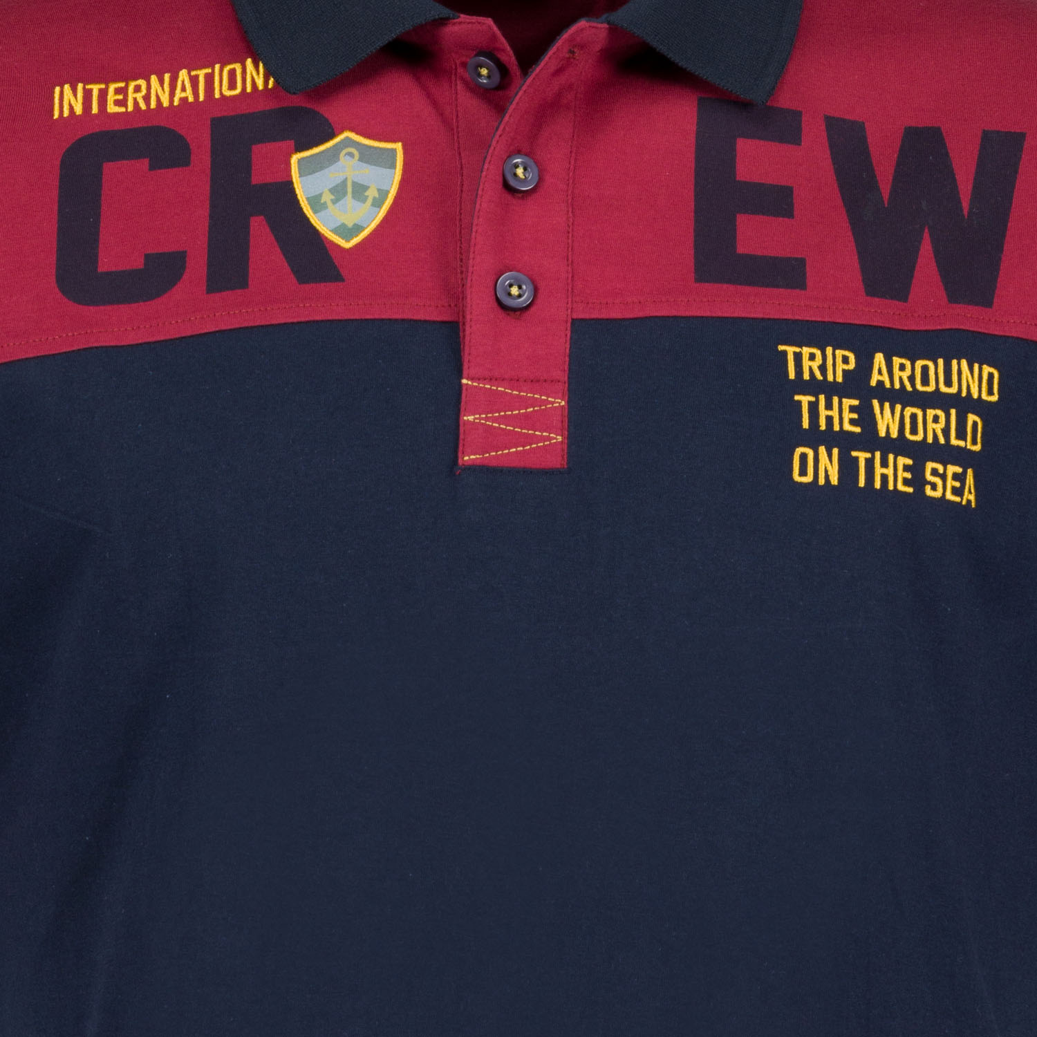 Herren Motiv Poloshirt kurzarm von ADAMO Serie "CREW" in weinrot bis Übergröße 10XL Regular Fit